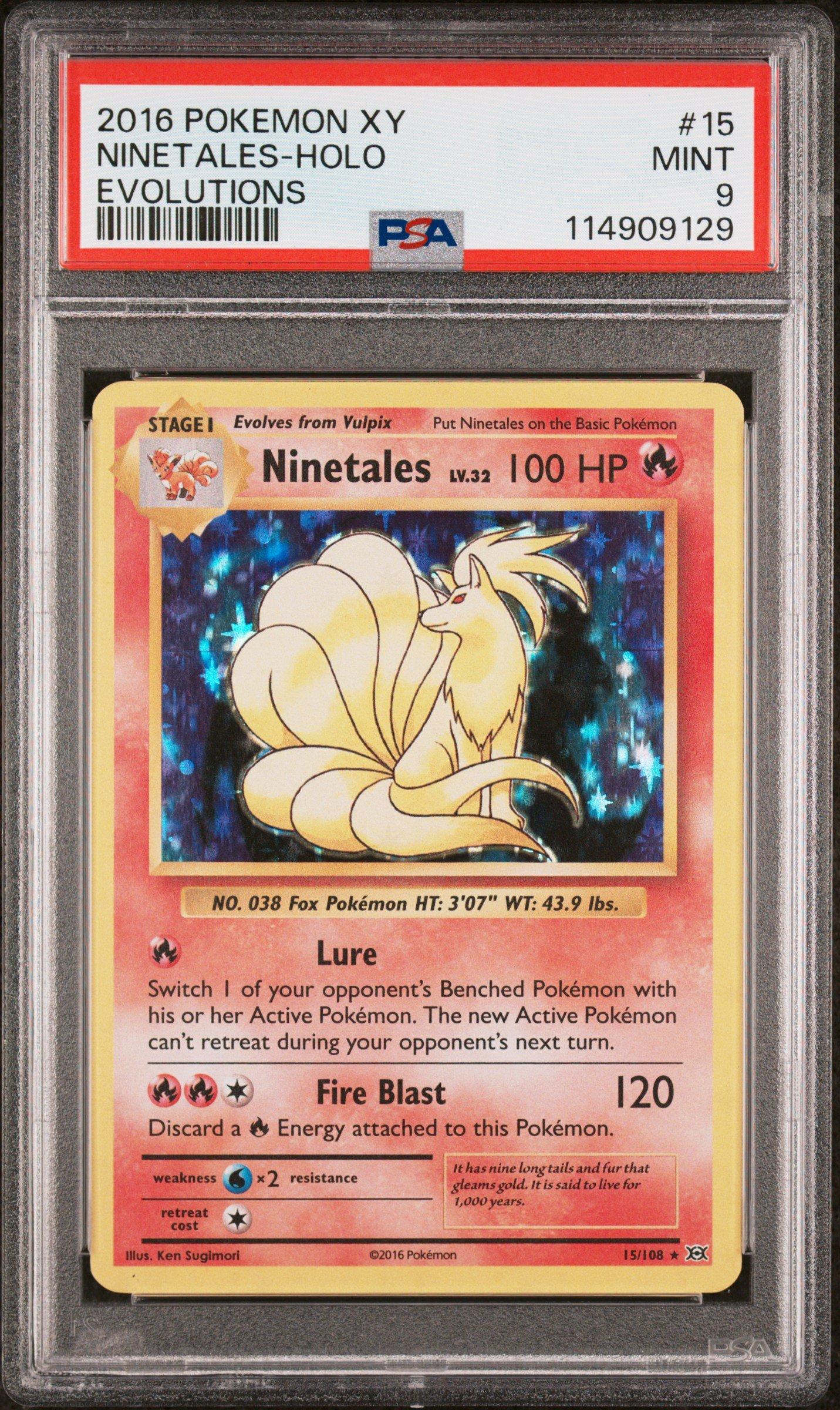 PSA9 旧裏 NINETALES - HOLO キュウコン ポケモンカード 2016 Pokemon Xy Evolutions 15 Ninetales-holo PSA 9 Graded Card