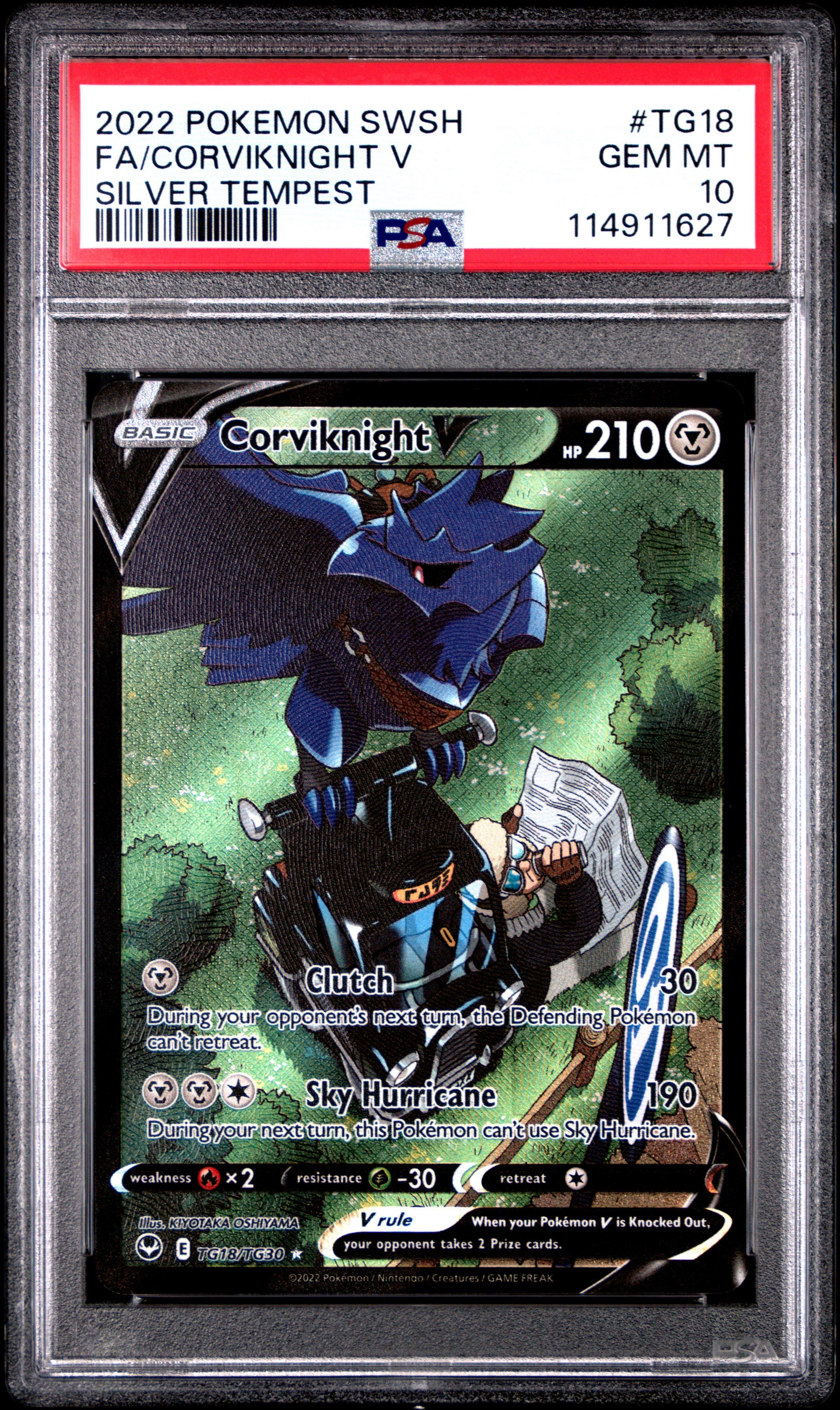2022 Pokemon Sword & Shield Silver Tempest Tg18 Full Art/corviknight V PSA