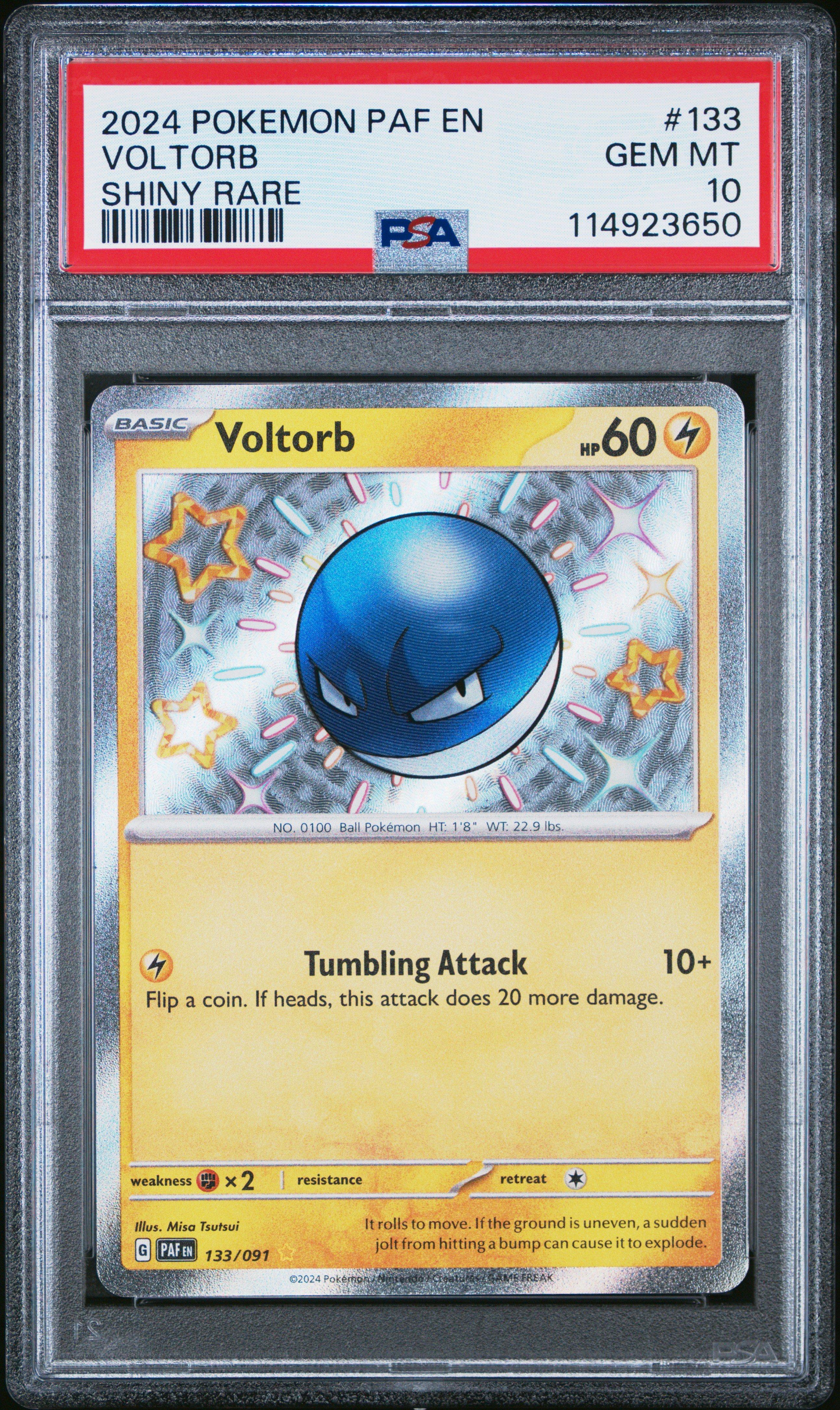 2024 Pokemon Paf En-paldean Fates 133 Voltorb Shiny Rare PSA