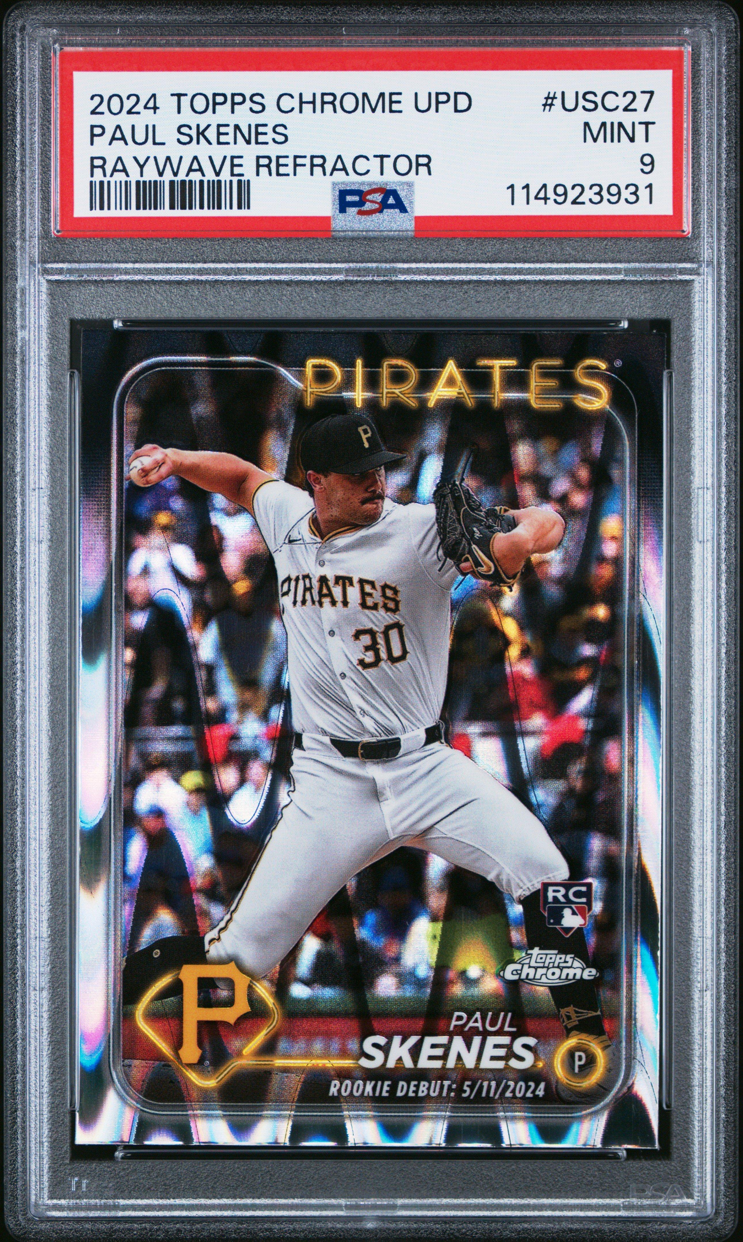 2024 Topps Chrome Update Usc27 Paul Skenes Raywave Refractor PSA 9 
