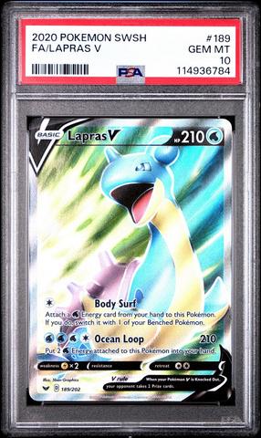 2020 Pokemon Sword & Shield 189 Full Art/lapras V PSA 10 | GameStop