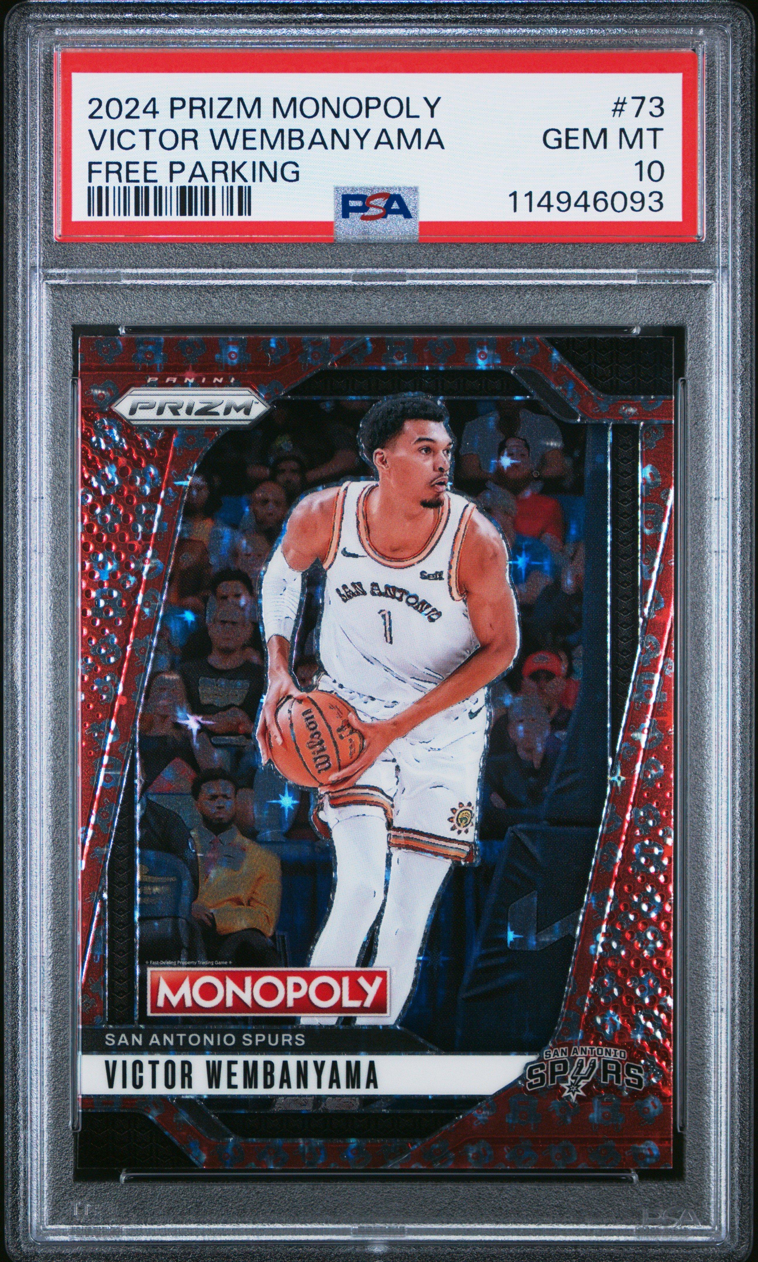 2024 Panini Prizm Monopoly 73 Victor Wembanyama Free Parking PSA