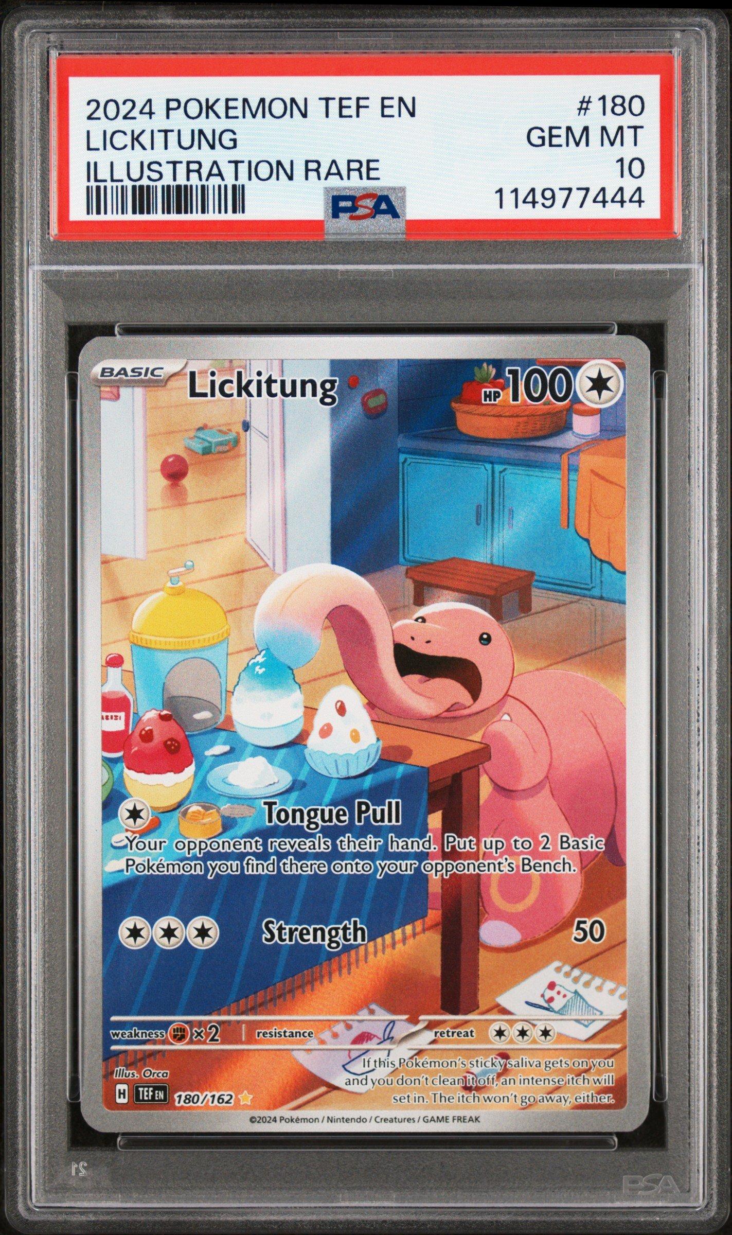 2024 Pokemon Tef En-temporal Forces 180 Lickitung Illustration Rare PSA