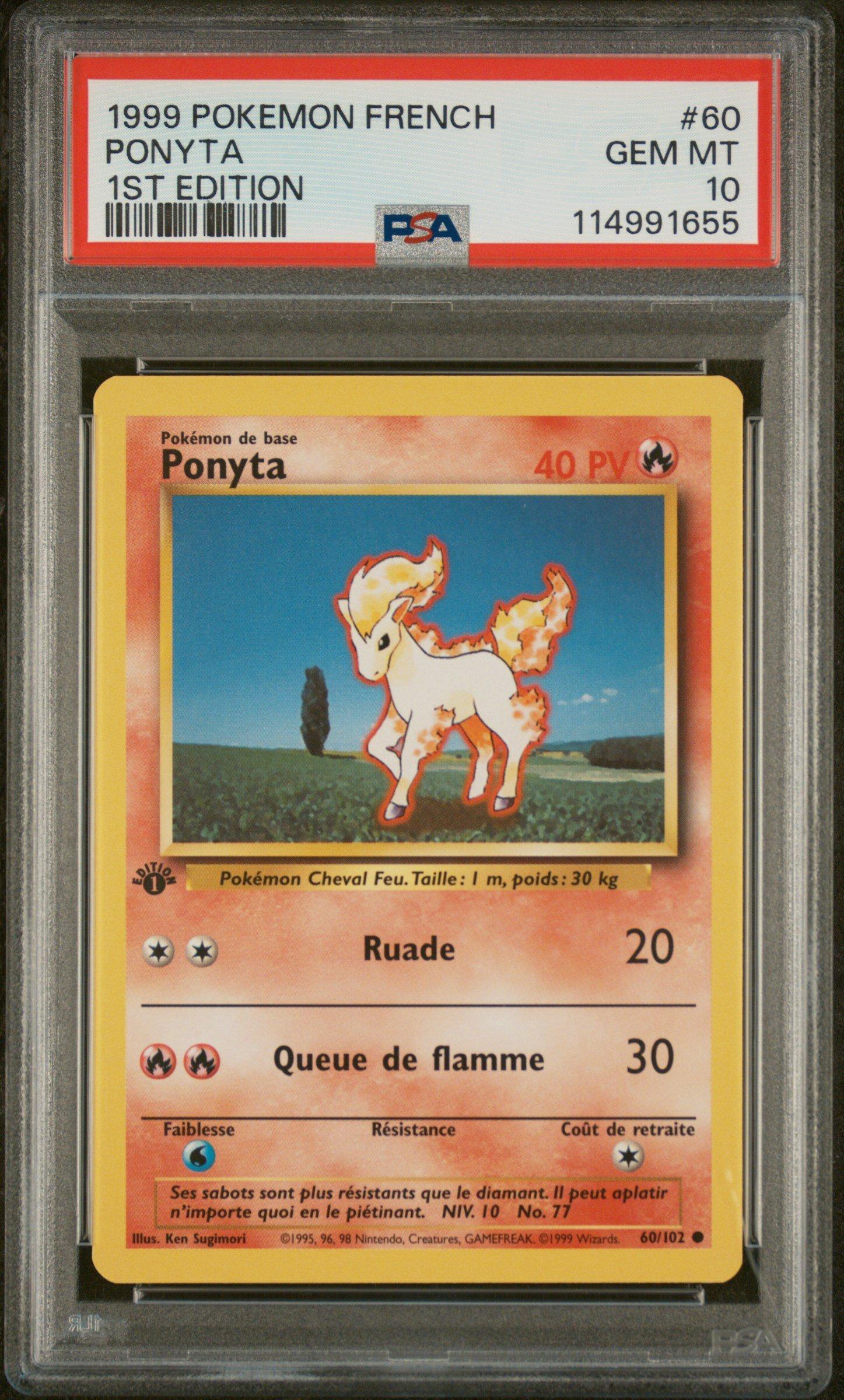 1999 Pokemon French 60 Ponyta 1st Edition PSA 10