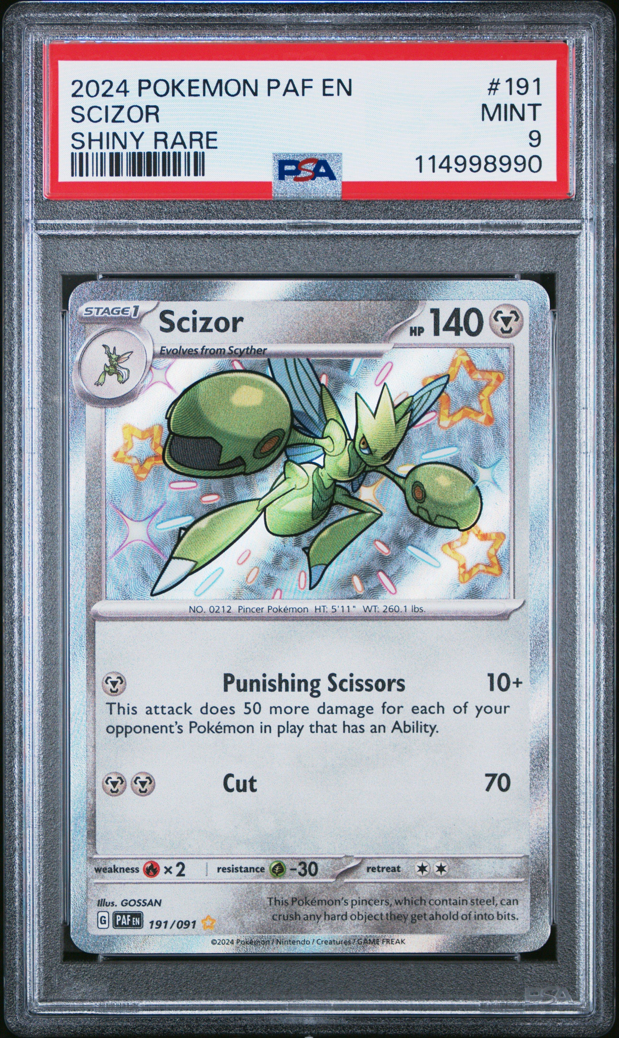 shiny scizor pokemon card 191/091 Rare RarityShiny Rare Hit Points140 HP Metal Punishing Scissors (10+) This attack does 50 more damage for each of your opponents Pokémon in play that has an Ability. Scizor Holo 10/75 Neo Discovery