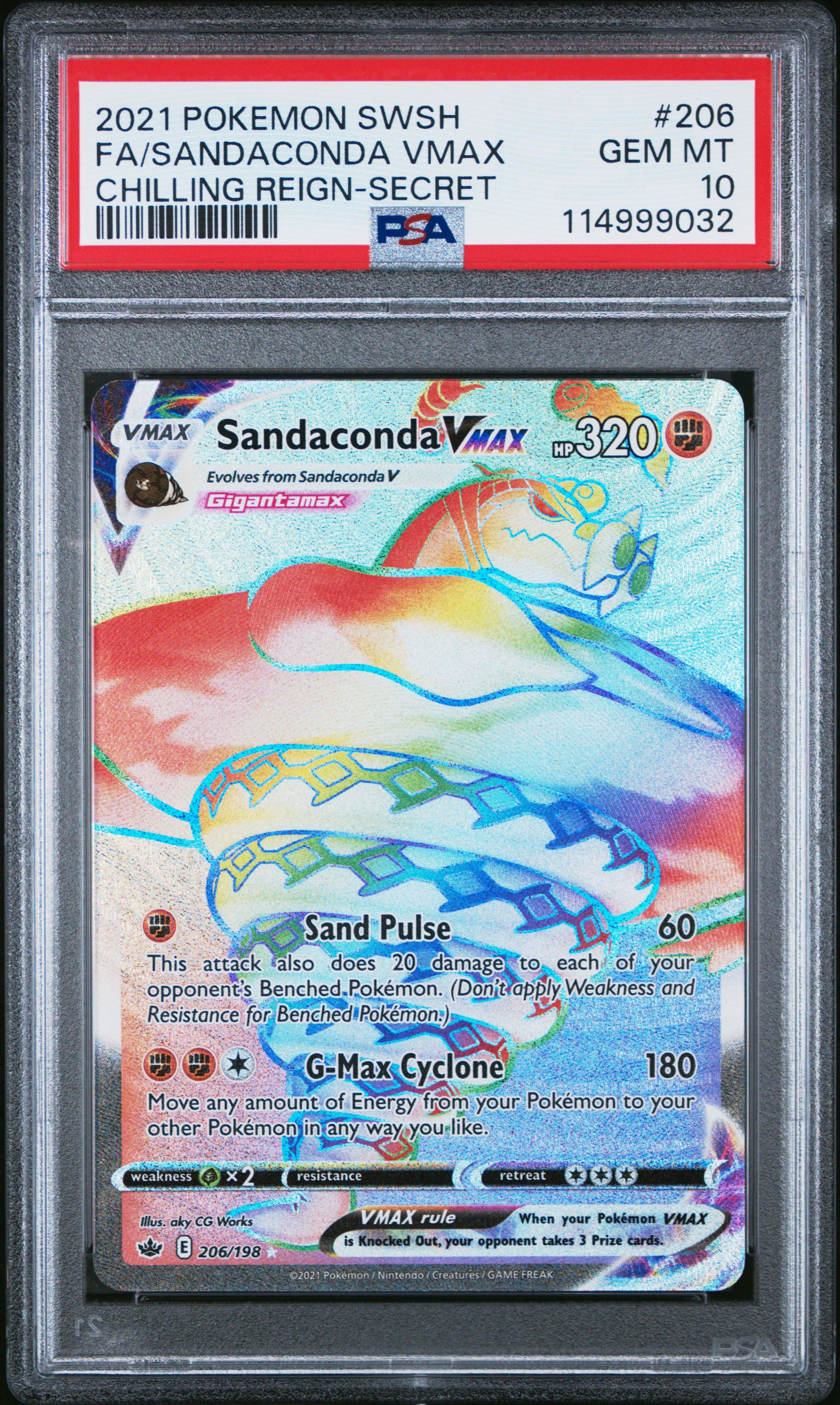 sandaconda vmax pokemon card value Chilling Reign: Full Art Chilling Reign Singles Hyper Rare 206/198 Sandaconda VMAX