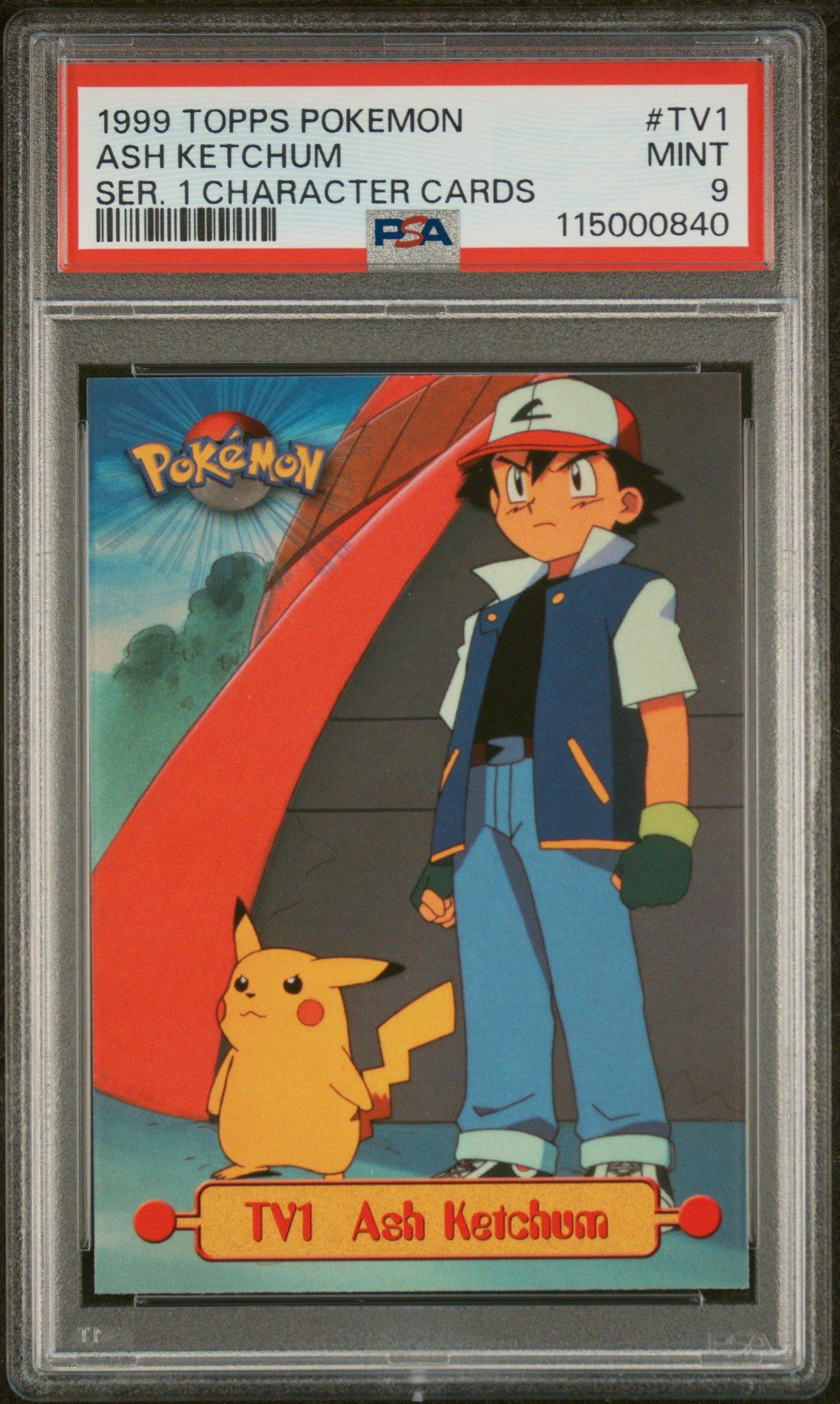 1999 Topps Pokemon Series 1 Character Cards Tv1 Ash Ketchum PSA 9