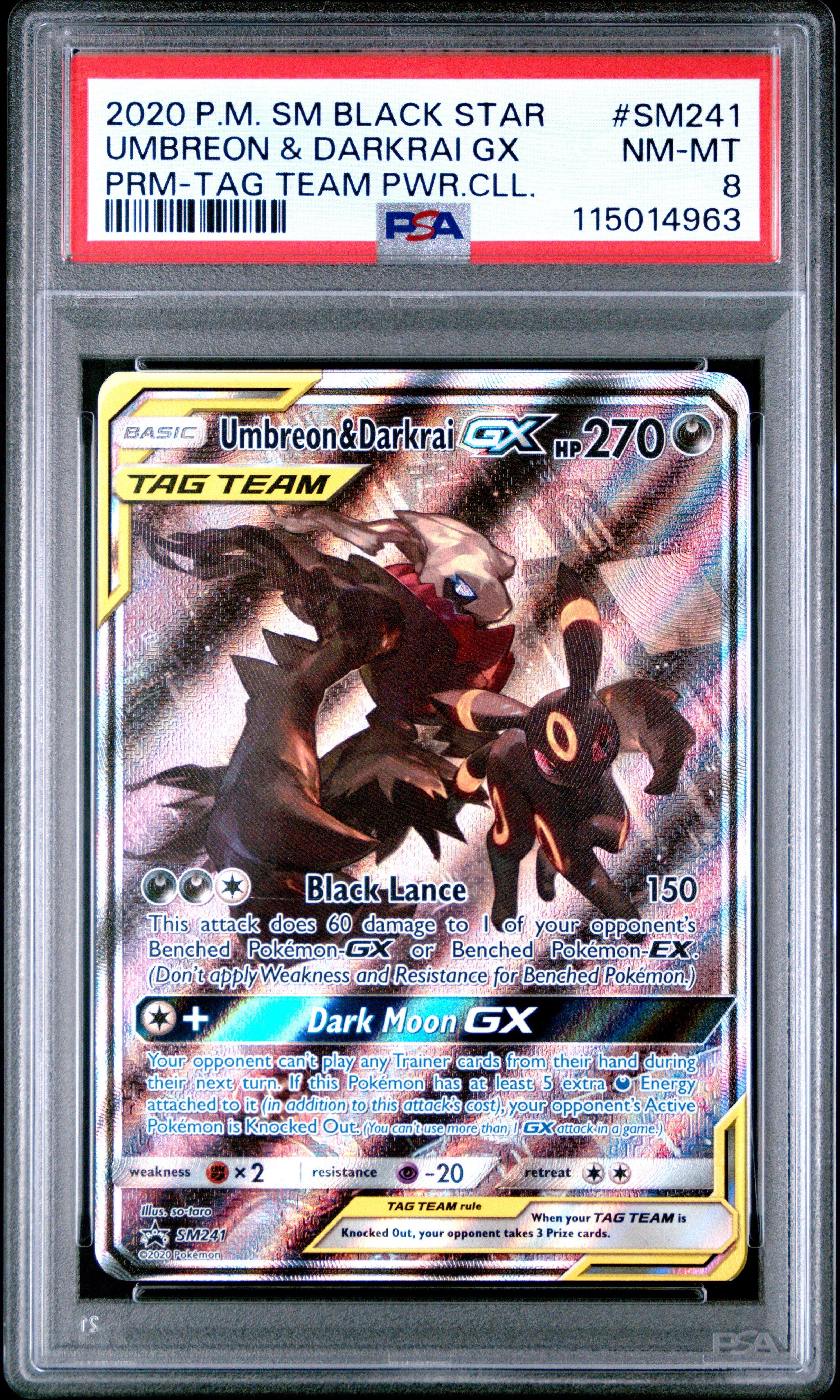 pokemon cards umbreon and darkrai & If this Pokemon has at least 5 extra Darkness Energy attached to it (in addition to this attacks cost) Umbreon & Darkrai GX SM241