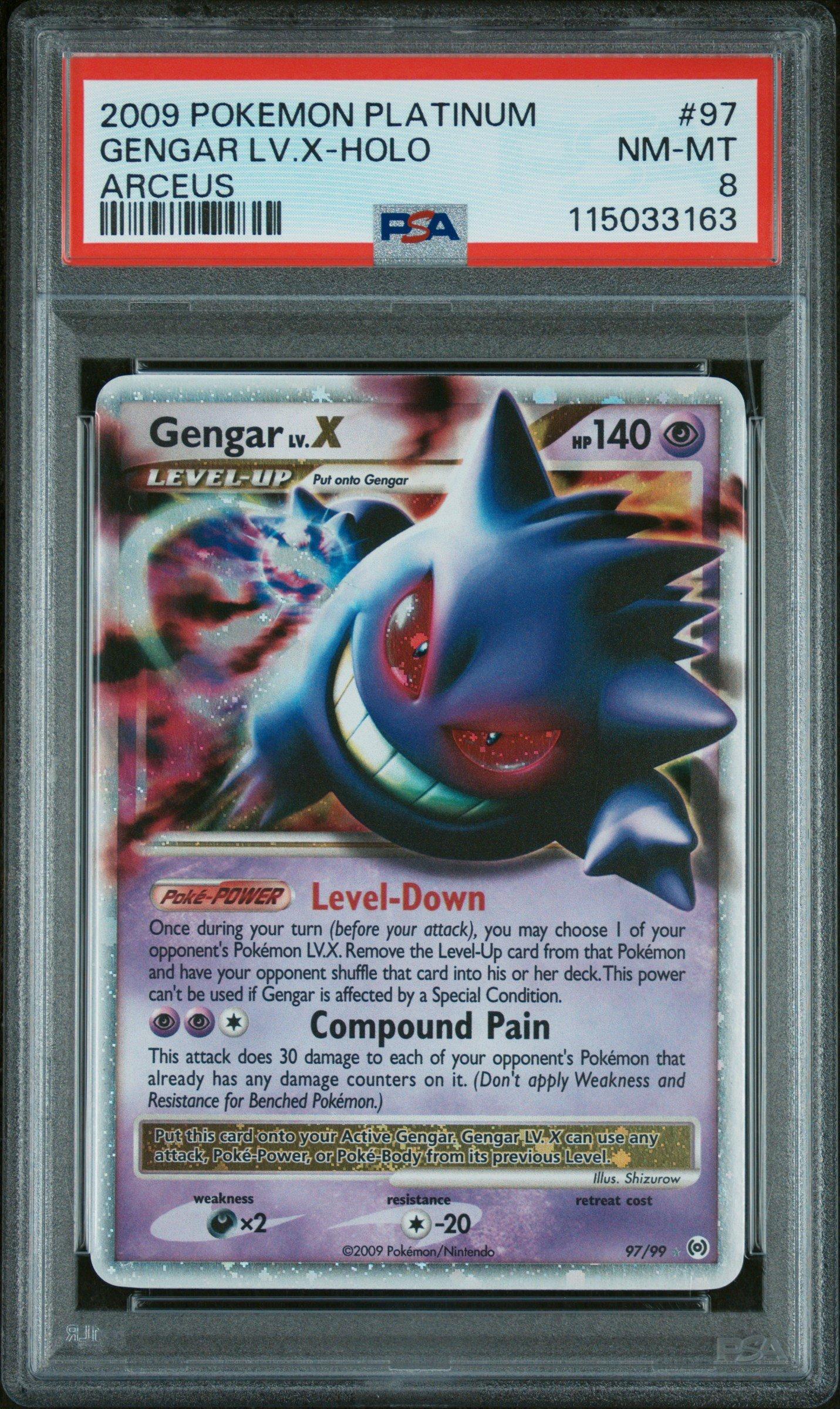2009 Pokemon Platinum Arceus 97 Gengar Lv.x-holo PSA 8 Graded Card
