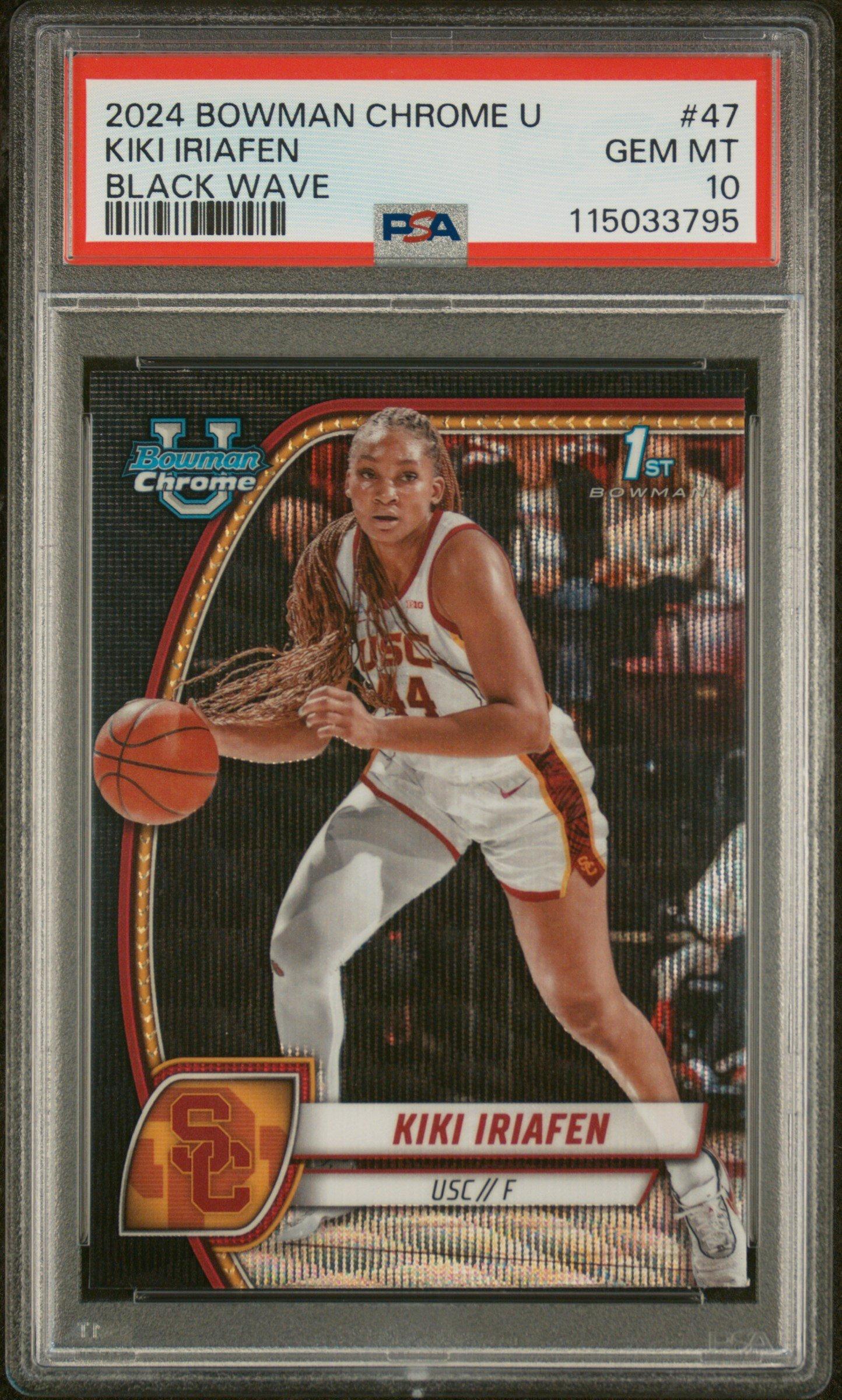 PSA10 イリヤスフィール・フォン・アインツベルン　SP サイン　プレメモ 2024 Bowman Chrome University 47 Kiki Iriafen Black Wave PSA 10