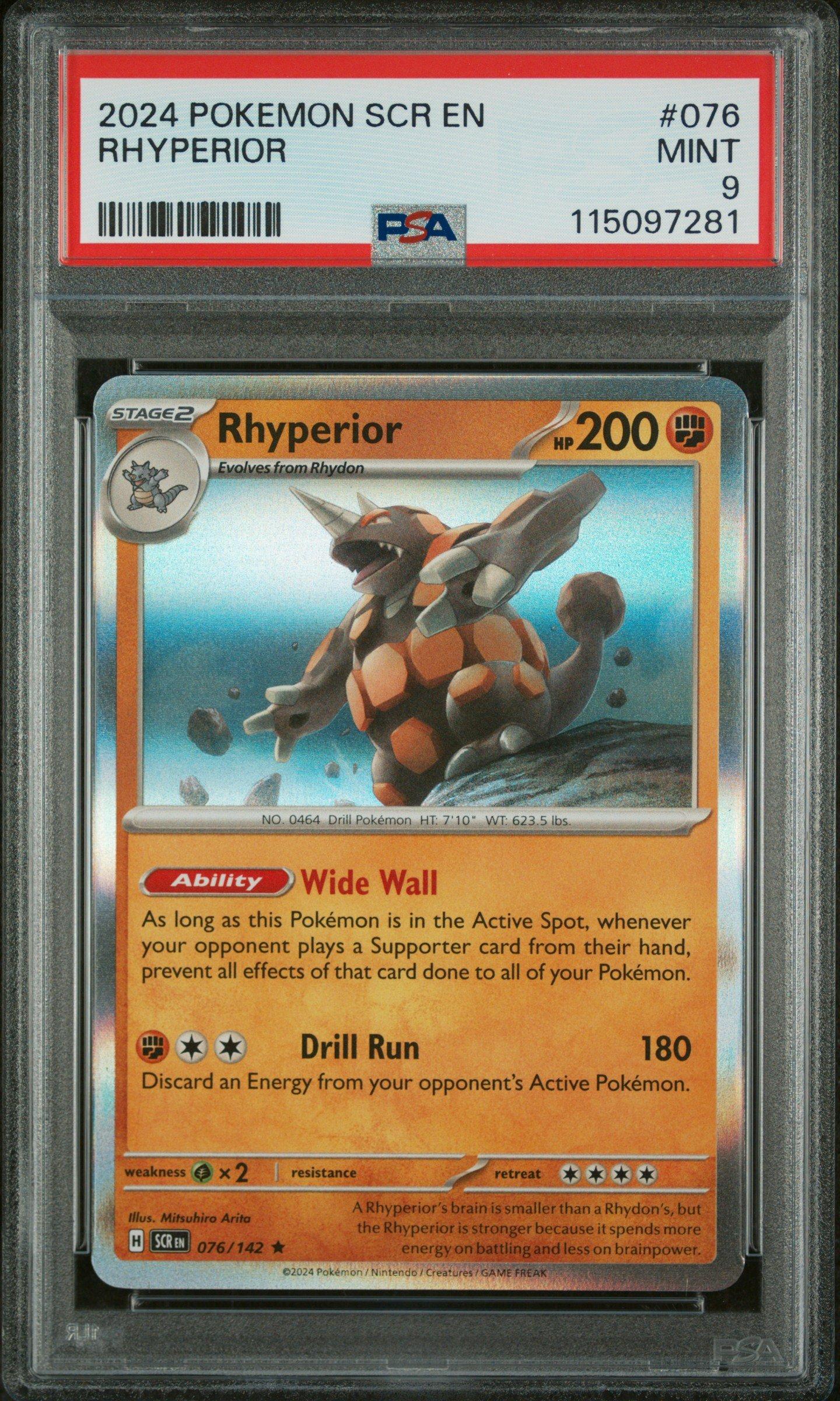 2024 Pokemon Scr En-stellar Crown 076 Rhyperior PSA 9