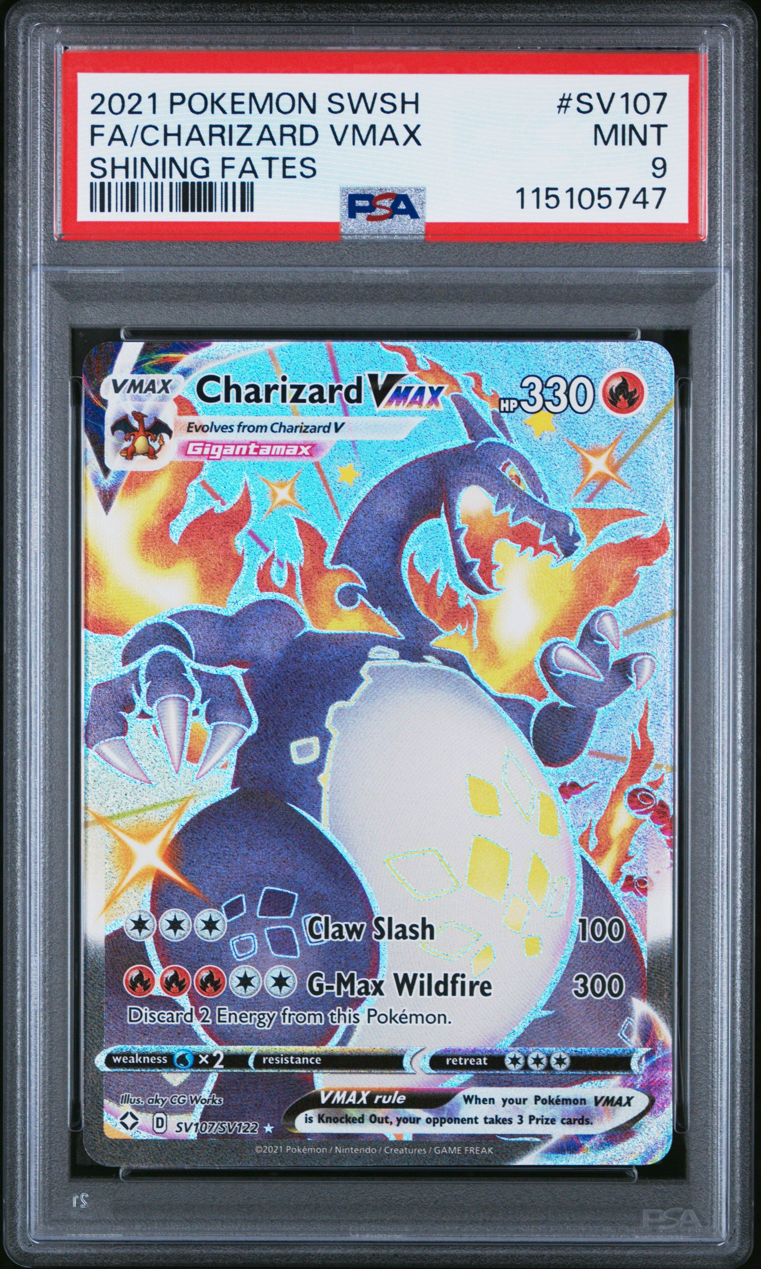 2021 Pokemon Sword & Shield Shining Fates Sv107 Full Art/charizard
