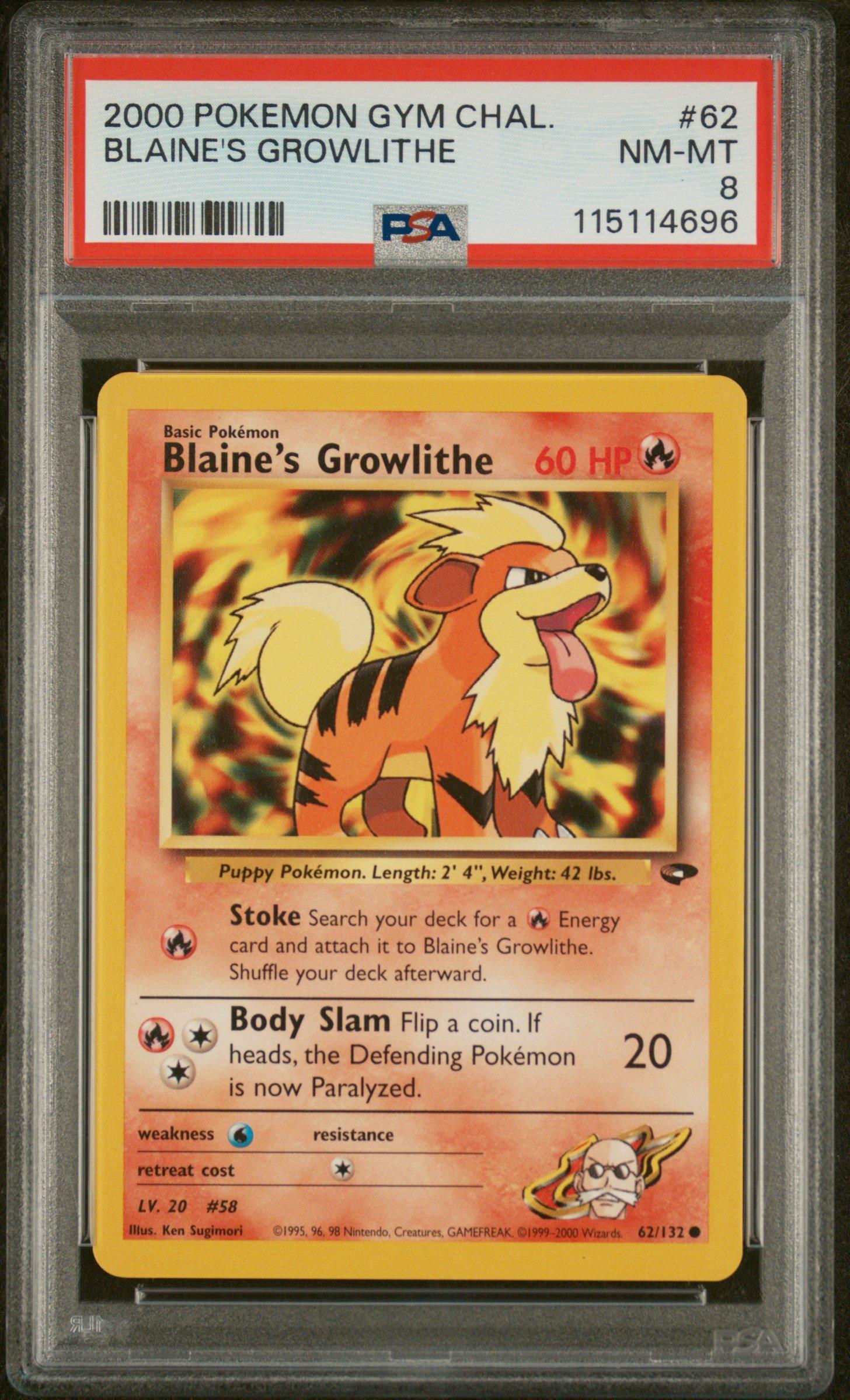 2000 Pokemon Gym Challenge 62 Blaine's Growlithe PSA