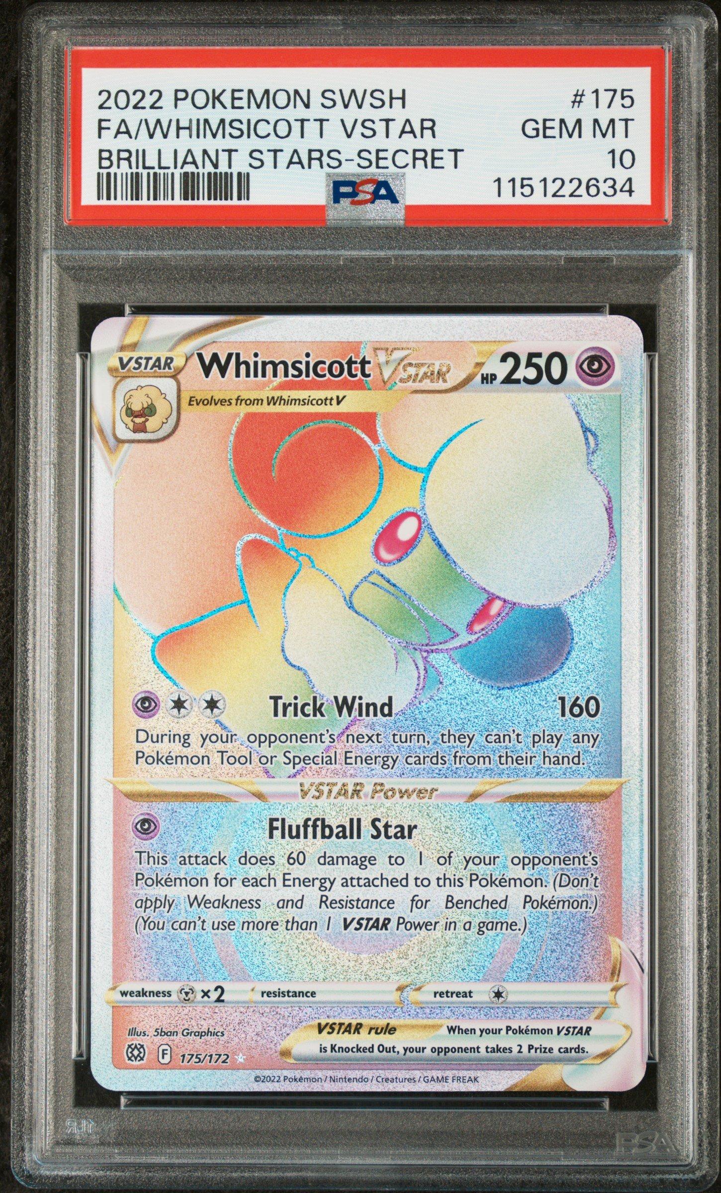 2022 Pokemon Sword & Shield Brilliant Stars 175 Full Art/whimsicott Vstar Secret PSA 10