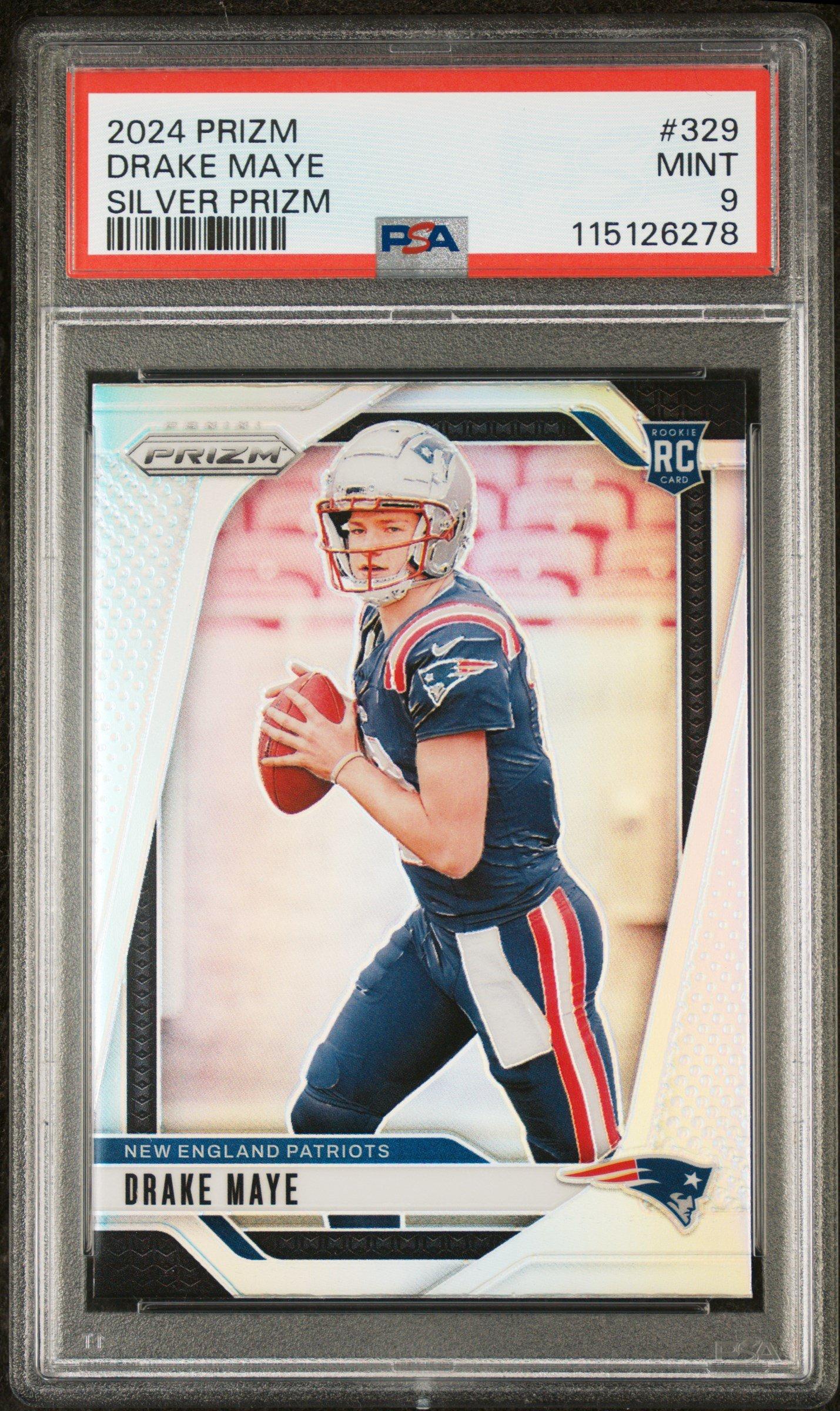 2024 Panini Prizm 329 Drake Maye Silver Prizm PSA 9 Graded Card