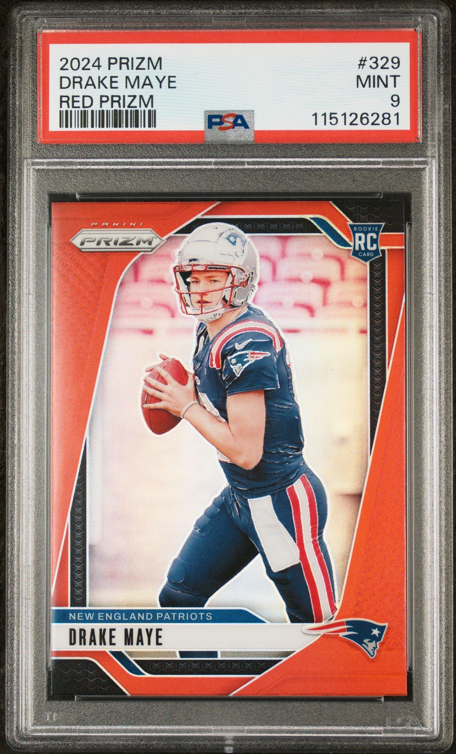 2024 Panini Prizm 329 Drake Maye Red Prizm PSA 9