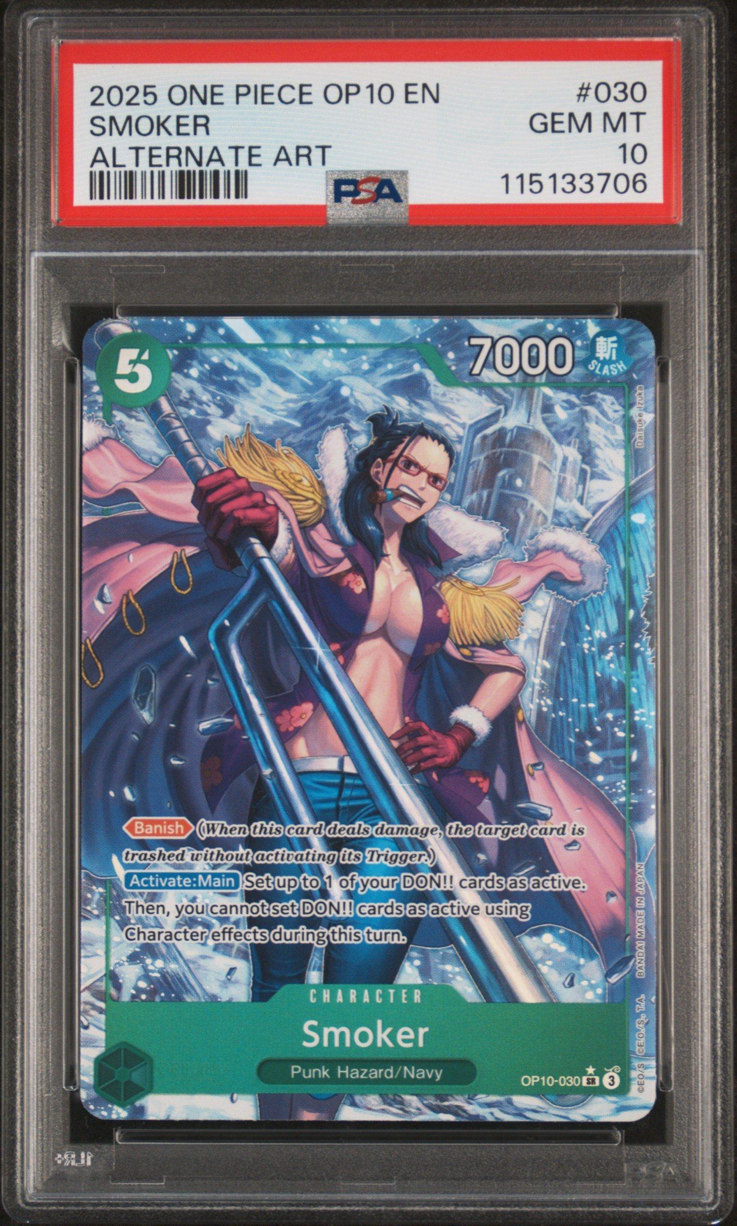 2025 One Piece Op10-royal Blood 030 Smoker Alternate Art PSA 10