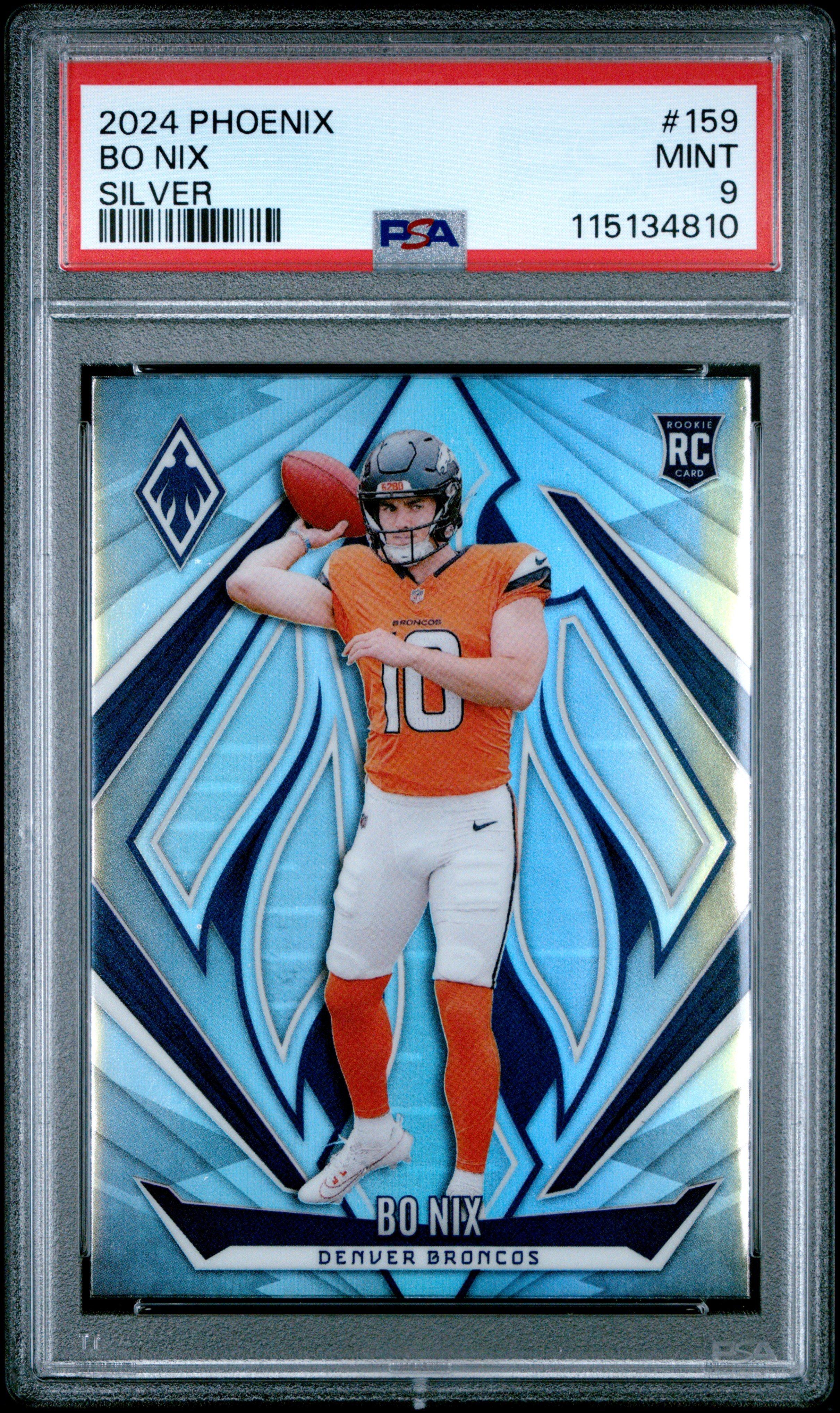 2024 Panini Phoenix 159 Bo Nix Silver PSA 9
