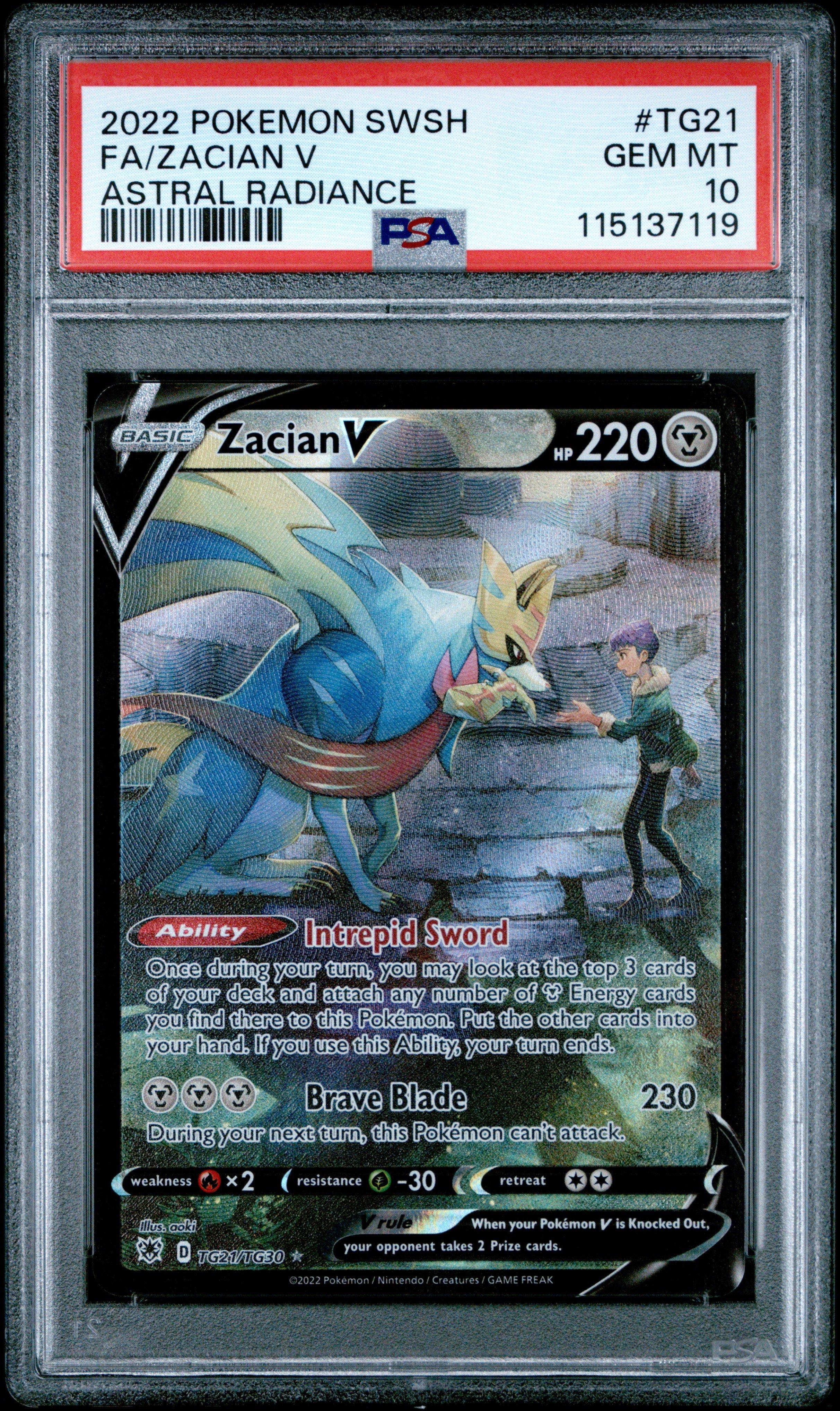 2022 Pokemon Sword & Shield Astral Radiance Tg21 Full Art/zacian V