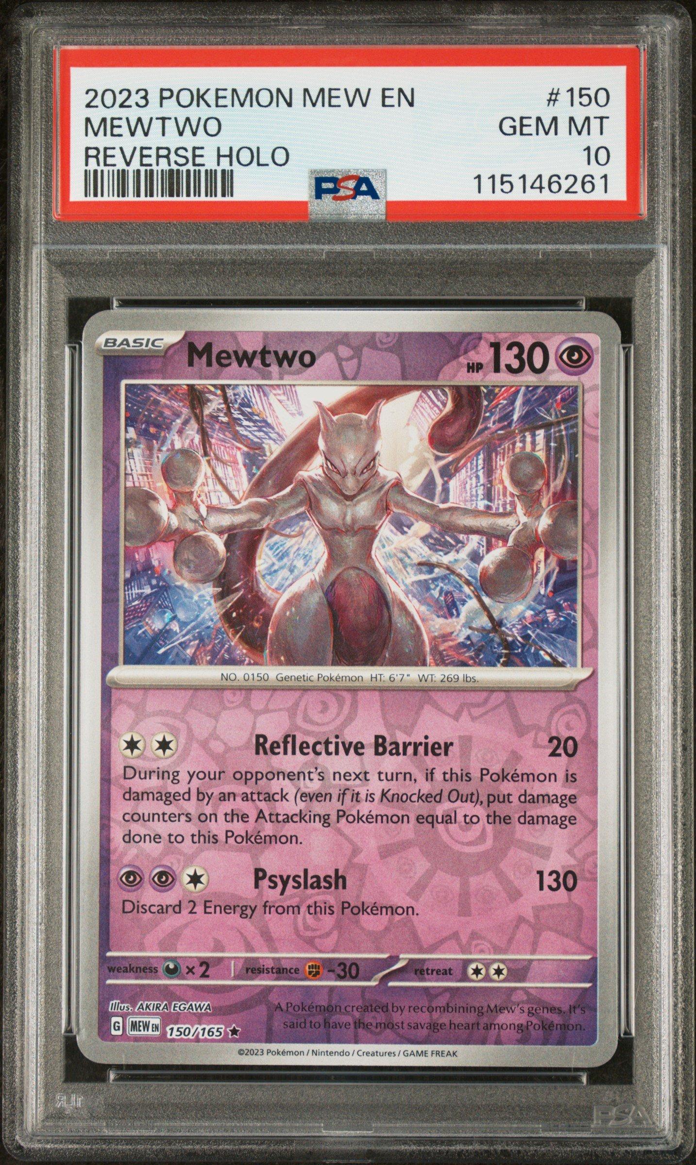 2023 Pokemon Mew En-151 150 Mewtwo Reverse Holo PSA 10