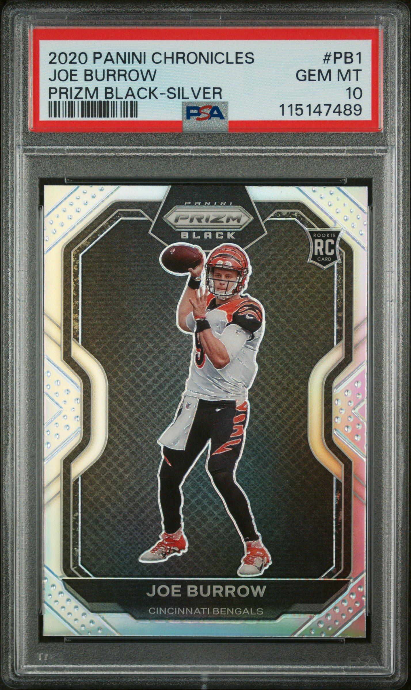 2020 Panini Chronicles Prizm Black Pb1 Joe Burrow Silver PSA