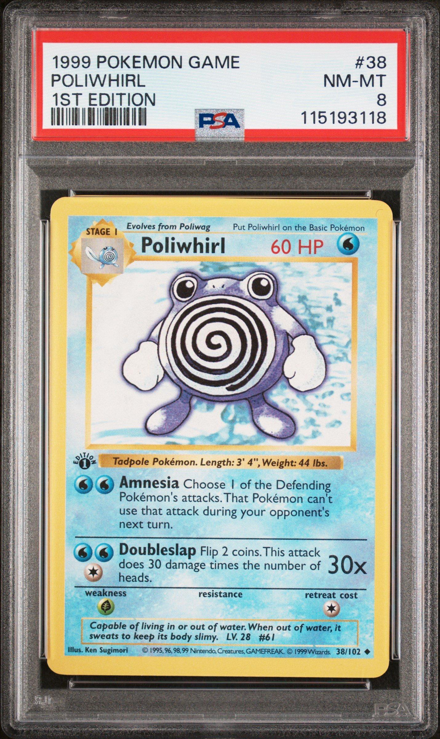 1999 Pokemon Game 38 Poliwhirl 1st Edition PSA