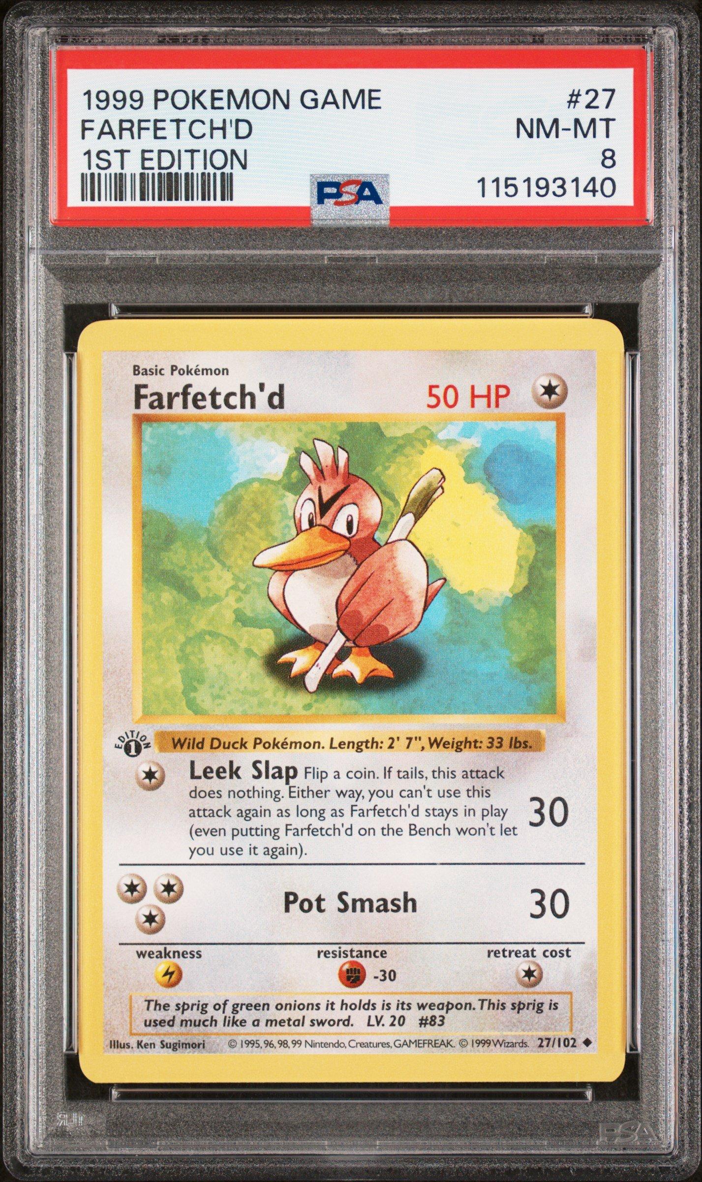 1999 Pokemon Game 27 Farfetch'd 1st Edition PSA 8