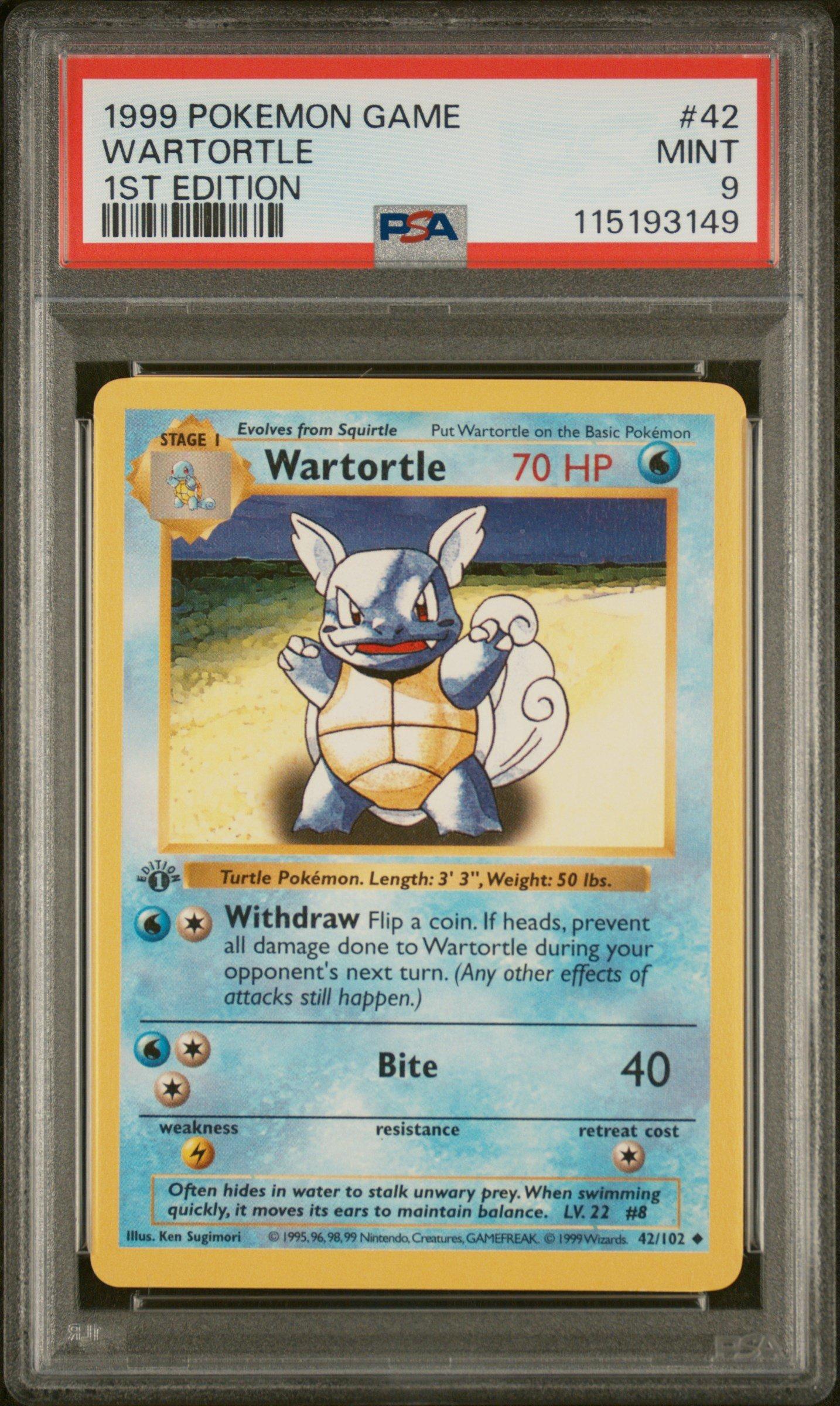 1999 Pokemon Game 42 Wartortle 1st Edition PSA