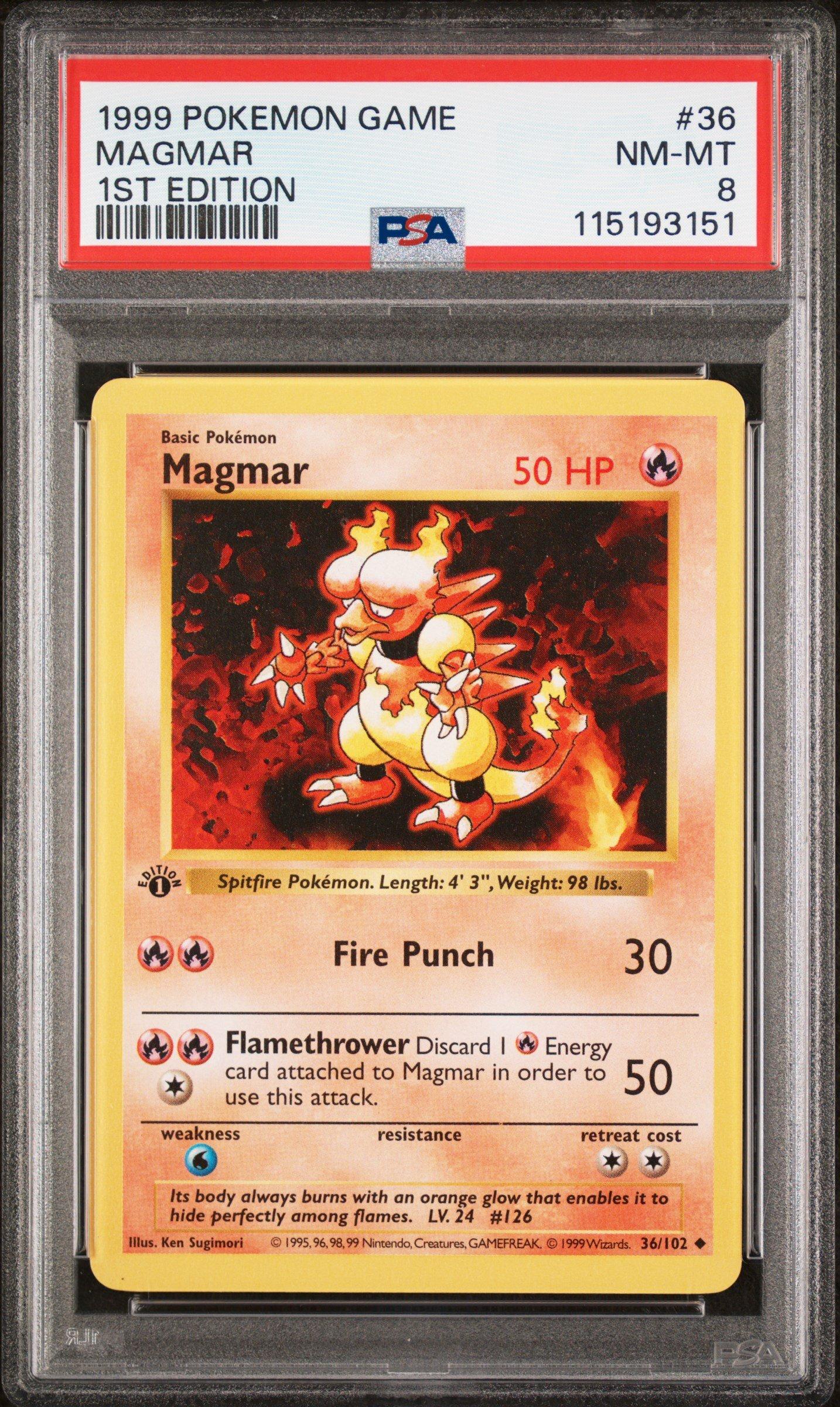 1999 Pokemon Game 36 Magmar 1st Edition PSA