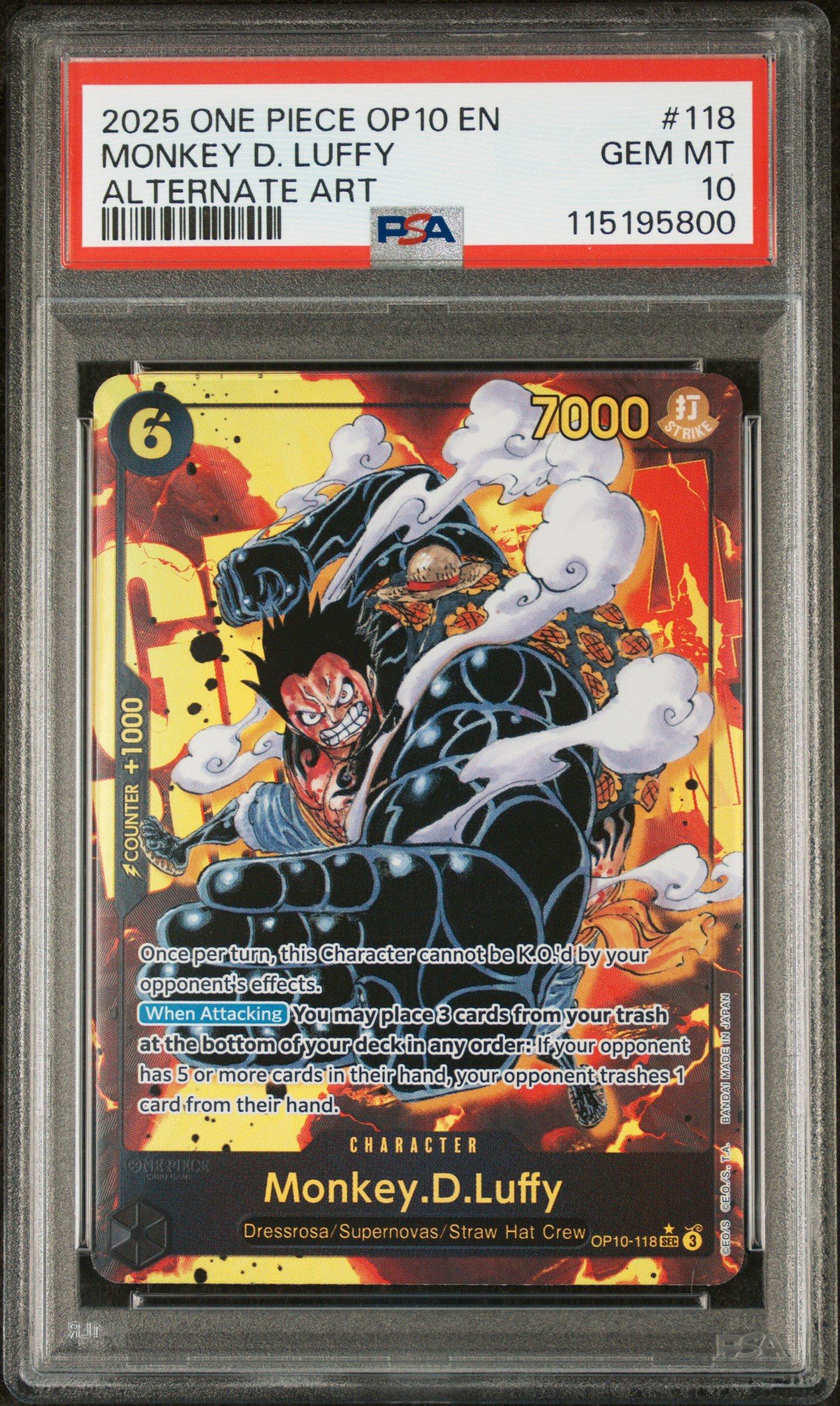 2025 One Piece Op10-royal Blood 118 Monkey D. Luffy Alternate Art PSA 10