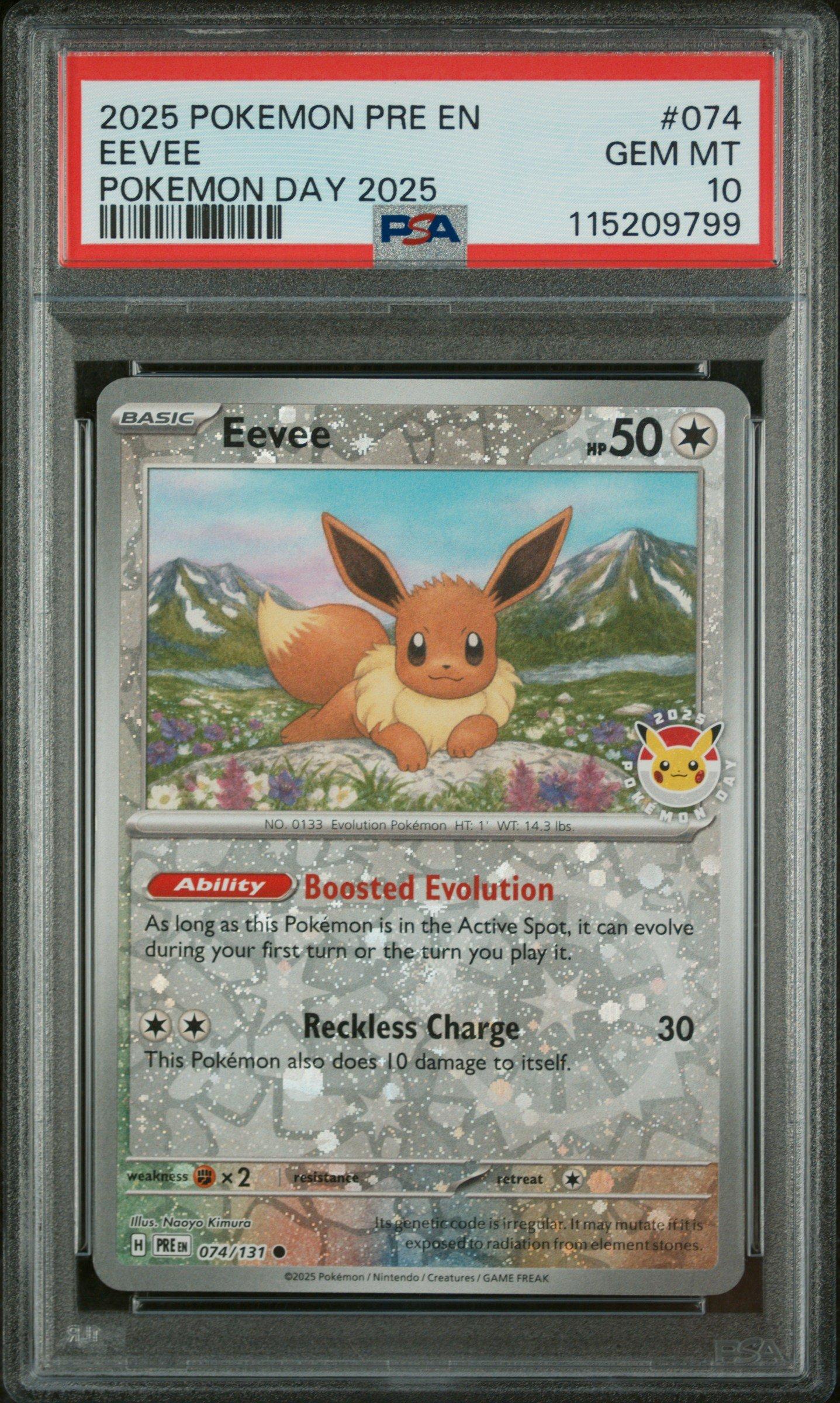 2025 ポケモンカード Eevee PSA 10 2025 Pokemon Pre En-prismatic Evolutions 074 Eevee Pokemon Day