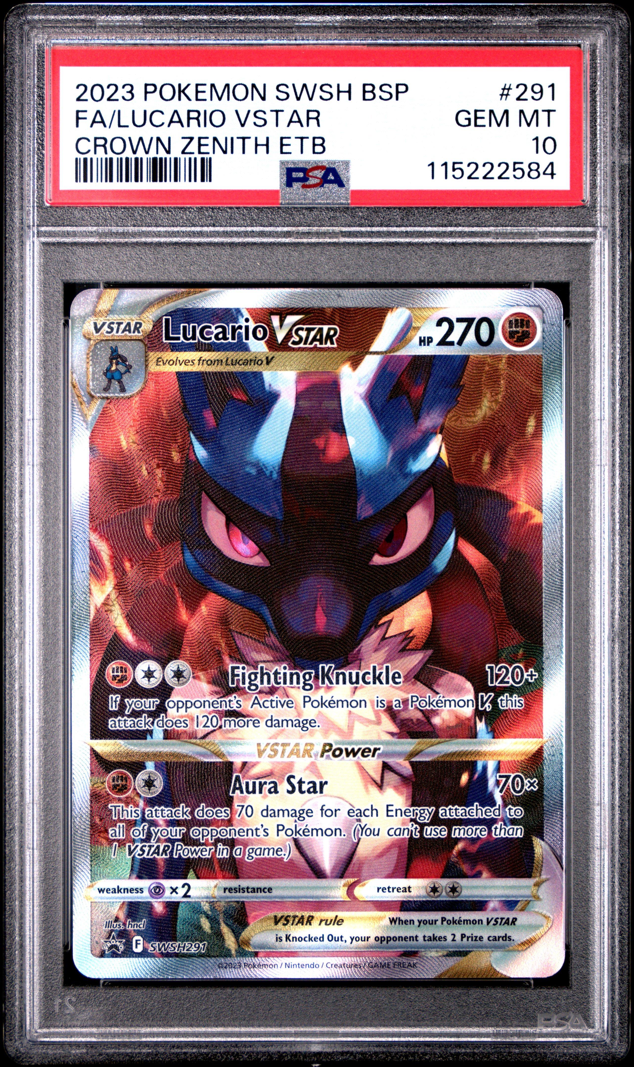 2023 Pokemon Swsh Black Star Promo 291 Full Art/lucario Vstar