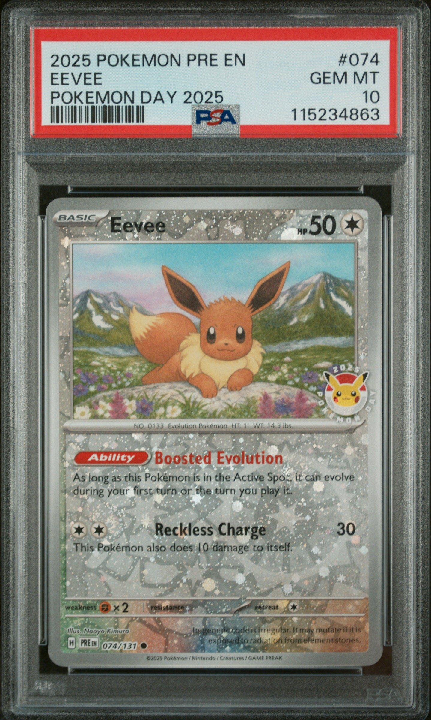 2025 ポケモンカード Eevee PSA 10 2025 Pokemon Pre En-prismatic Evolutions 074 Eevee Pokemon Day