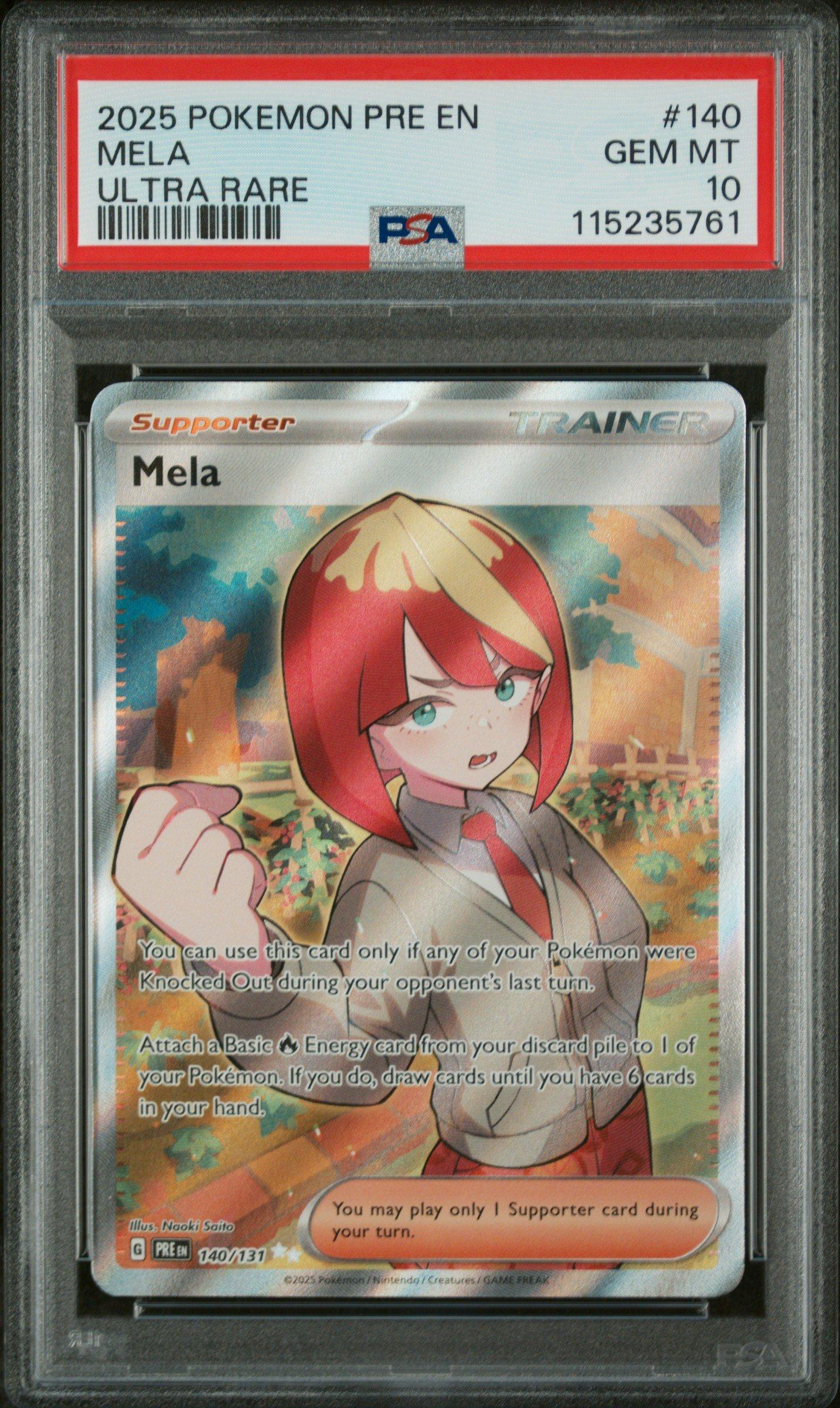 2025 Pokemon Pre En-prismatic Evolutions 140 Mela Ultra Rare PSA 10 Graded  Card | GameStop