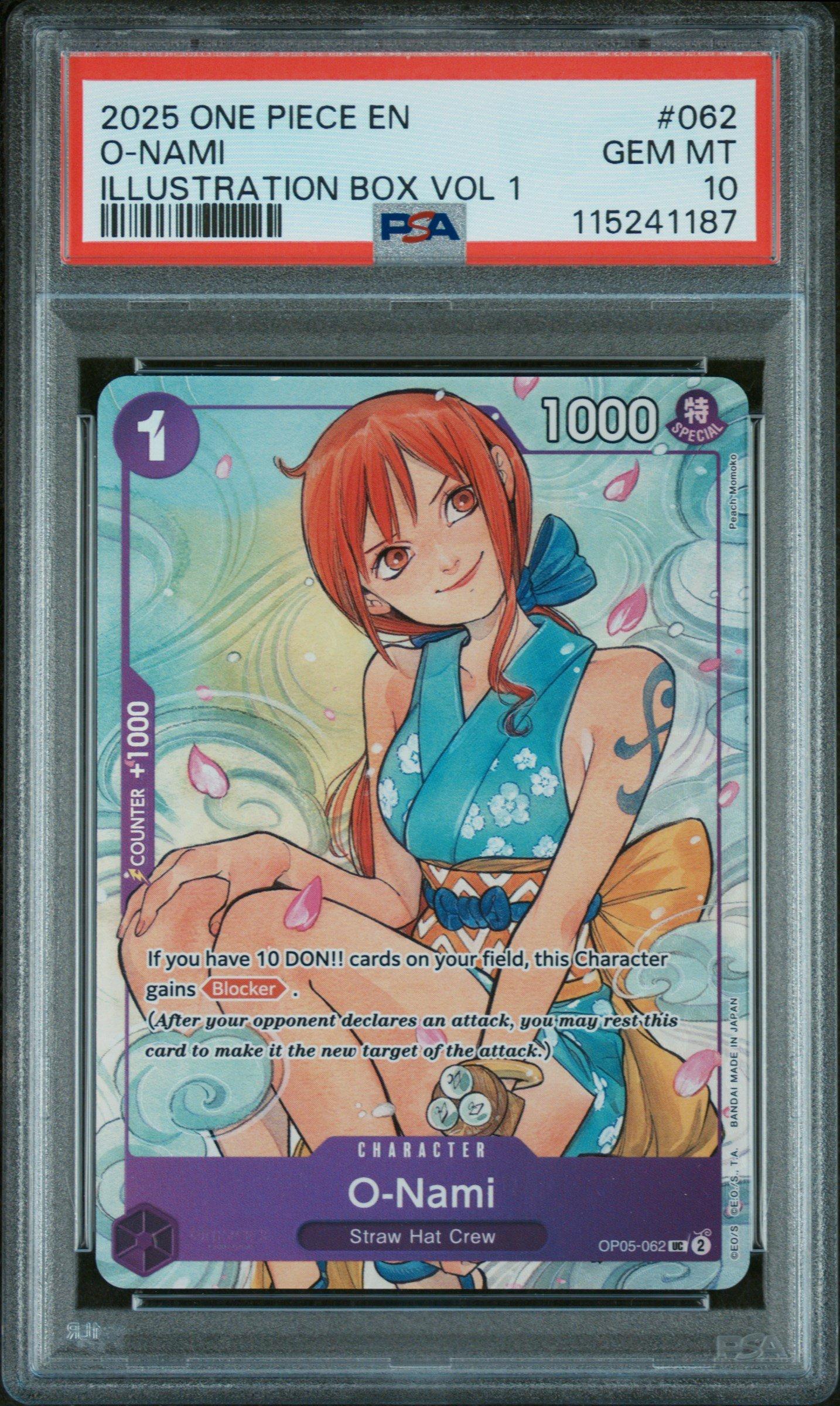 2025 ONE PIECE JP O-Nami 　PSA10 2025 One Piece Promos 062 O-nami Illustration Box Vol.1 PSA 10
