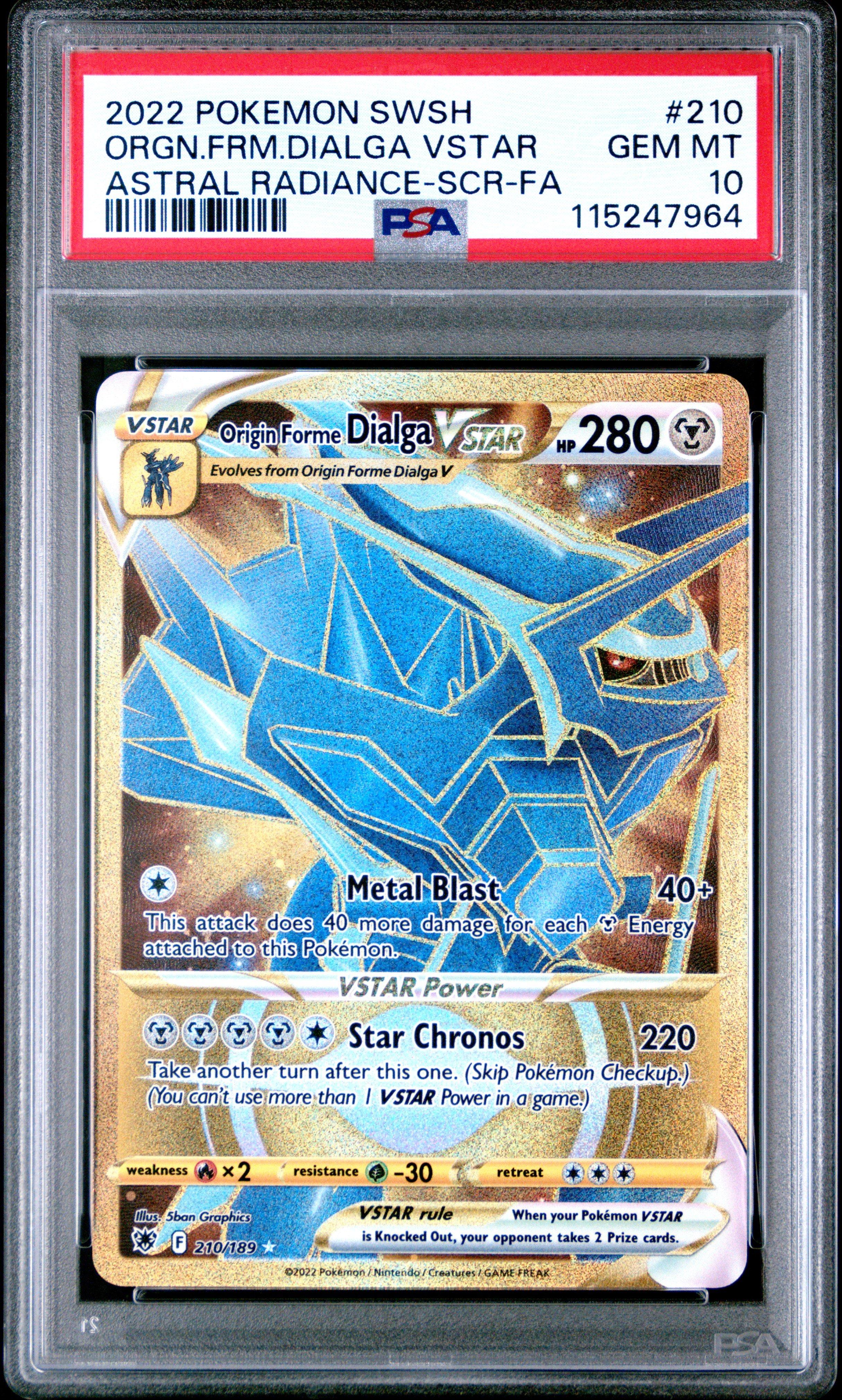 2022 Pokemon Sword & Shield Astral Radiance 210 Full Art/origin Forme Dialga Vstar Secret PSA 10