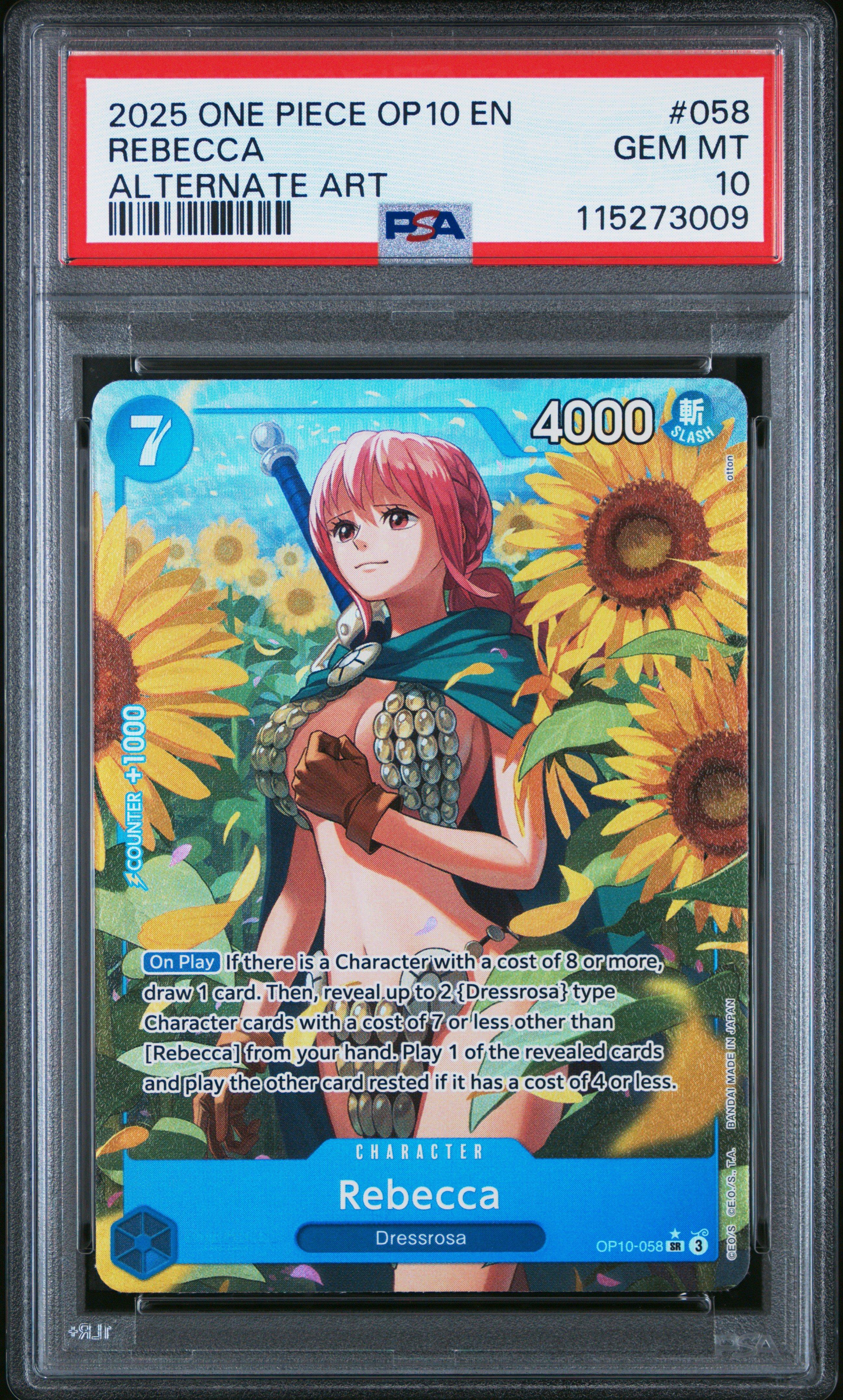 2025 One Piece Op10-royal Blood 058 Rebecca Alternate Art PSA 10