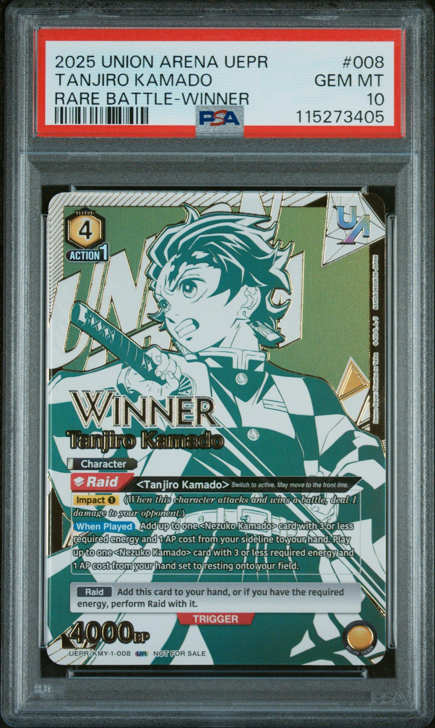2025 Union Arena Uepr-promos 008 Tanjiro Kamado Rare Battle-winner PSA 10
