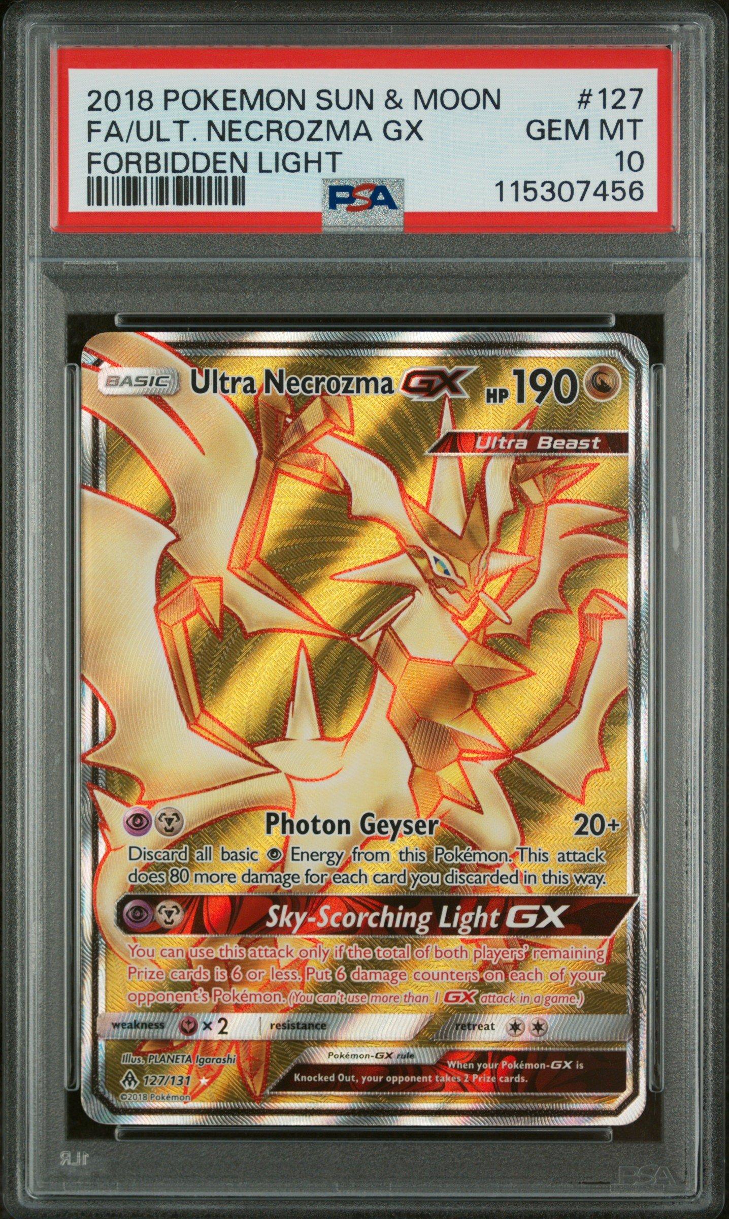 2018 Pokemon Sun & Moon Forbidden Light 127 Full Art/ultra Necrozma Gx PSA