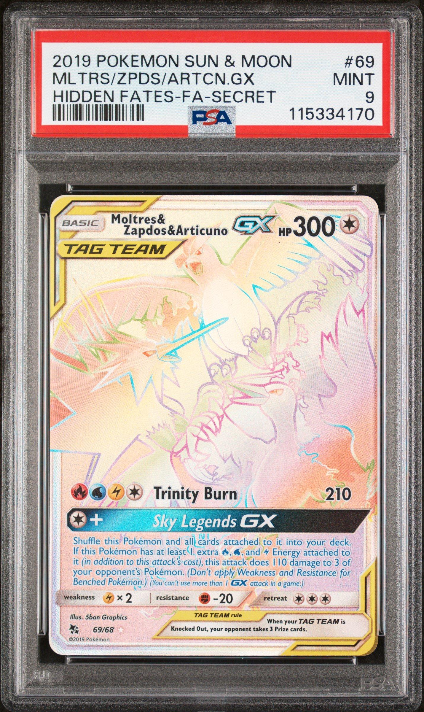 2019 Pokemon Sun & Moon Hidden Fates 69 Full Art/moltres & Zapdos