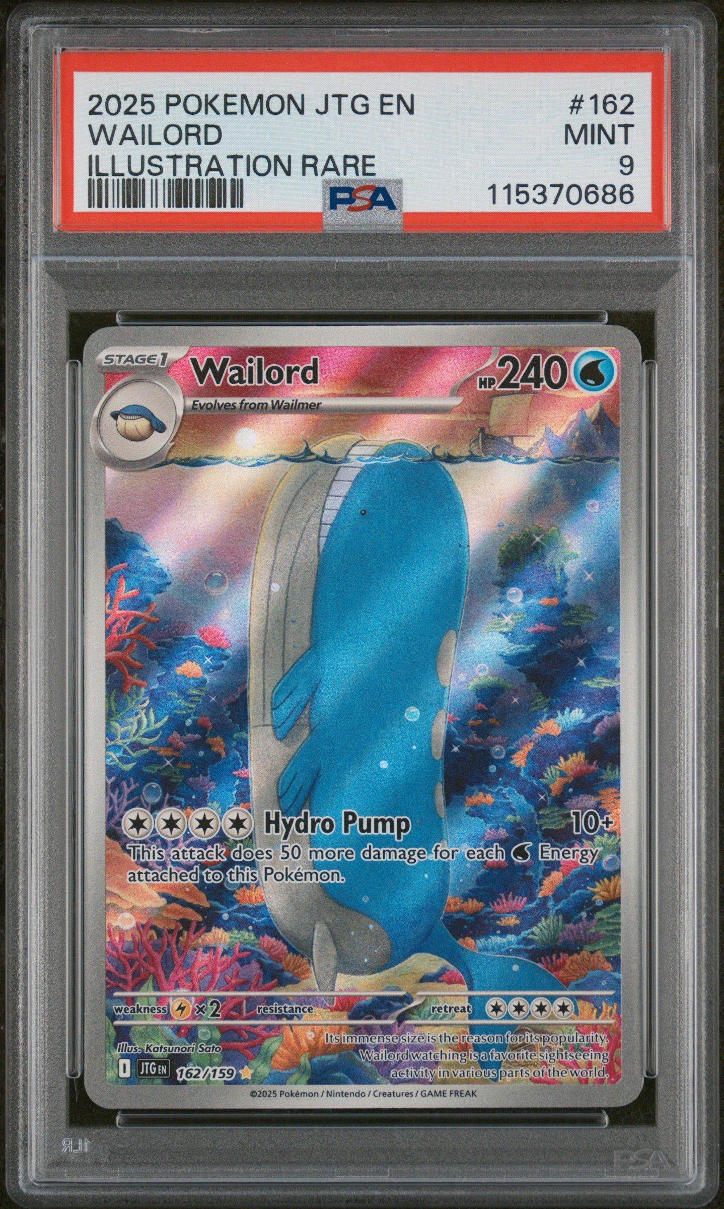 2025 Pokemon Jtg En-journey Together 162 Wailord Illustration Rare PSA