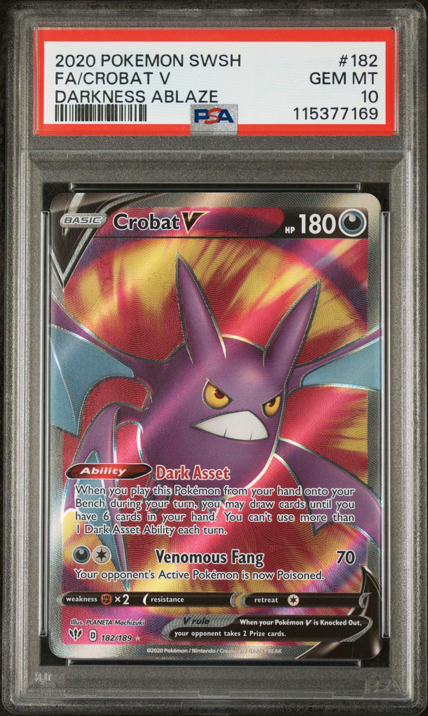 2020 Pokemon Sword & Shield Darkness Ablaze 182 Full Art/crobat V PSA
