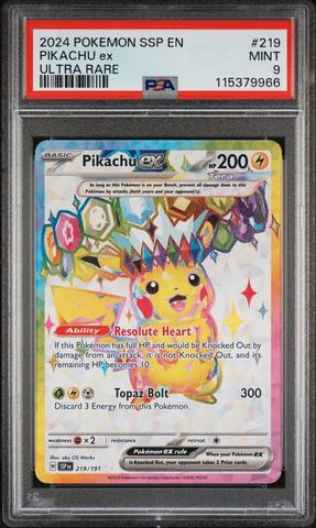 2024 Pokemon Ssp En-surging Sparks 219 Pikachu Ex Ultra Rare PSA 9
