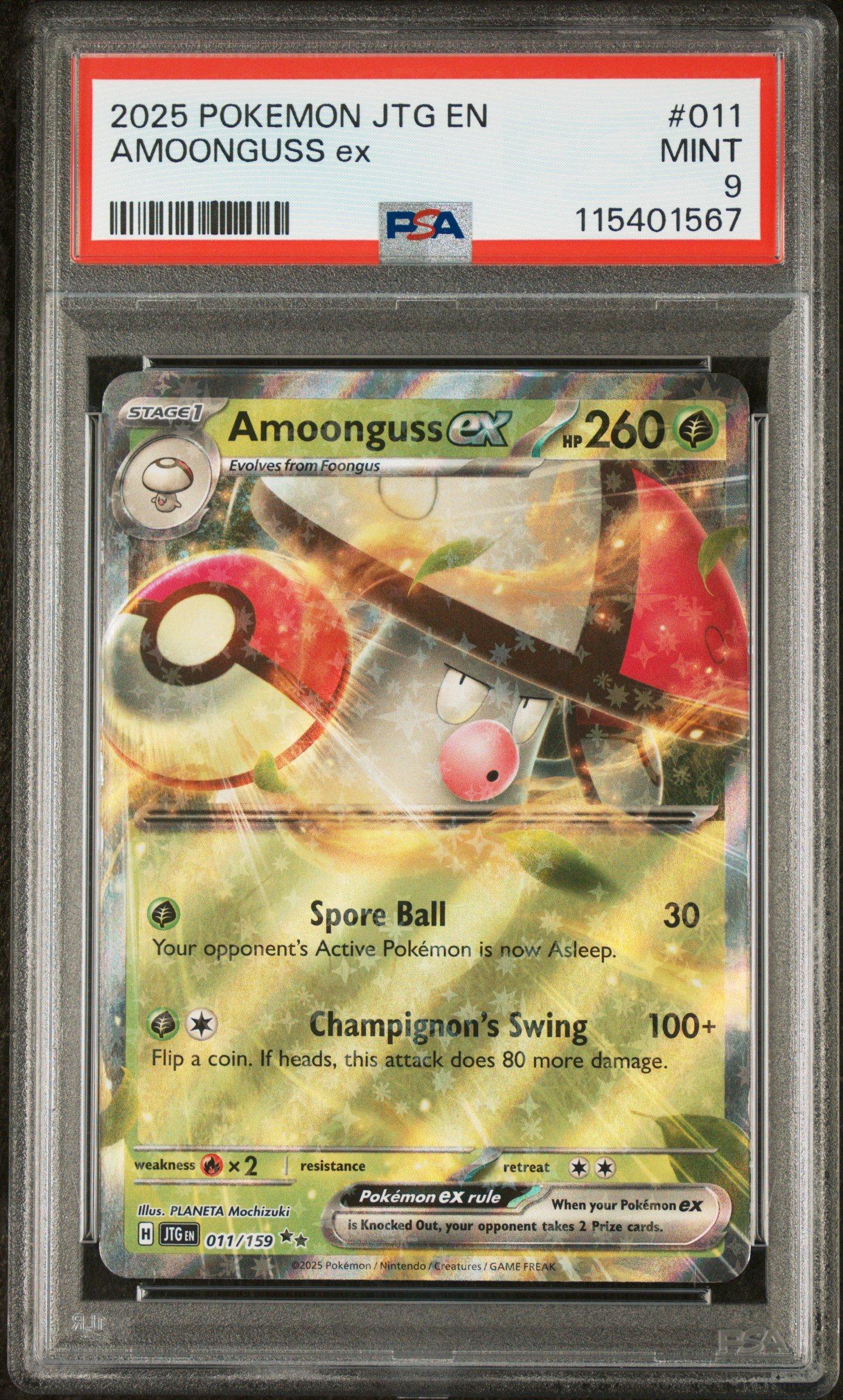 2025 Pokemon Jtg En-journey Together 011 Amoonguss Ex PSA 9