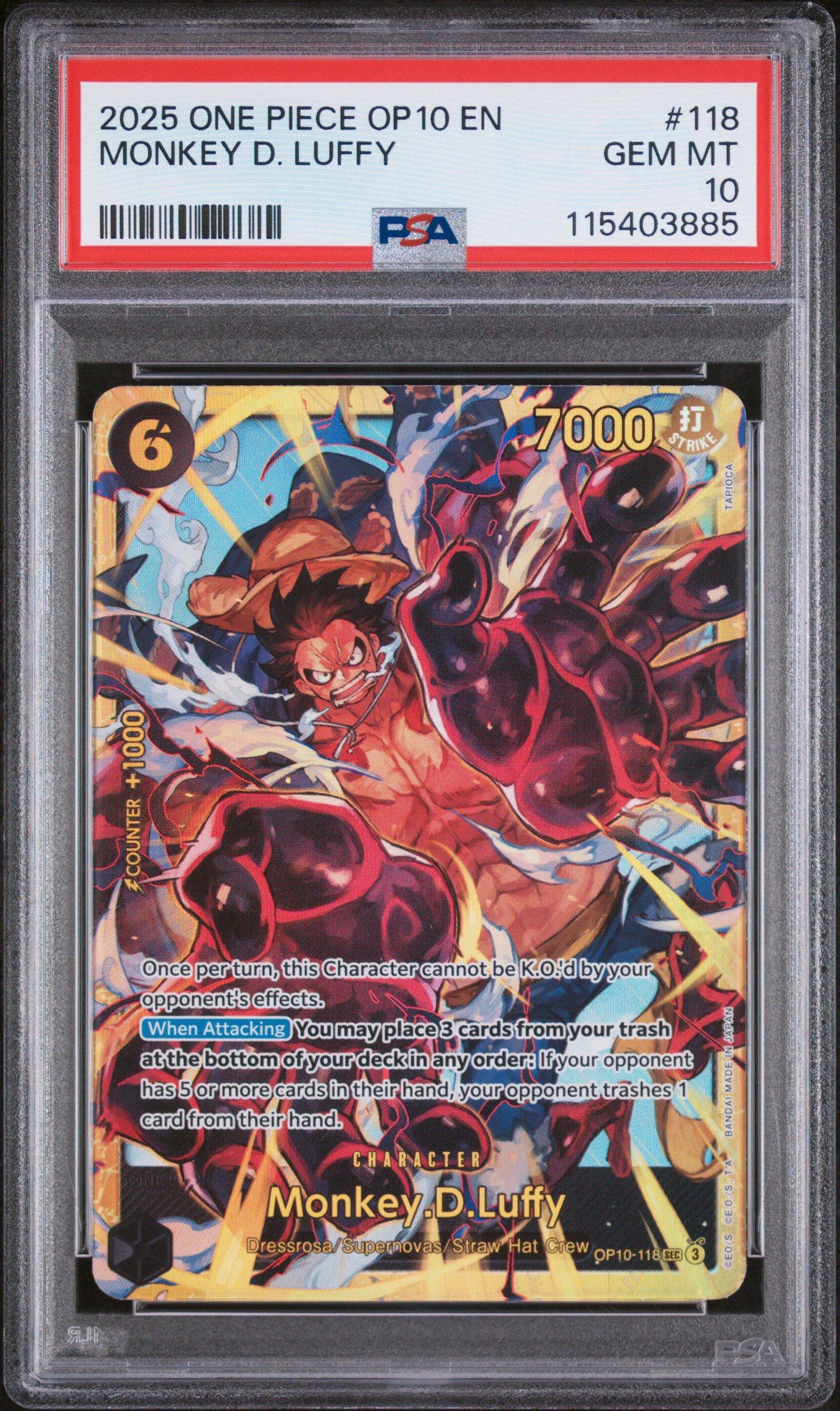 2025 One Piece Op10-royal Blood 118 Monkey D. Luffy PSA 10 Graded Card |  GameStop