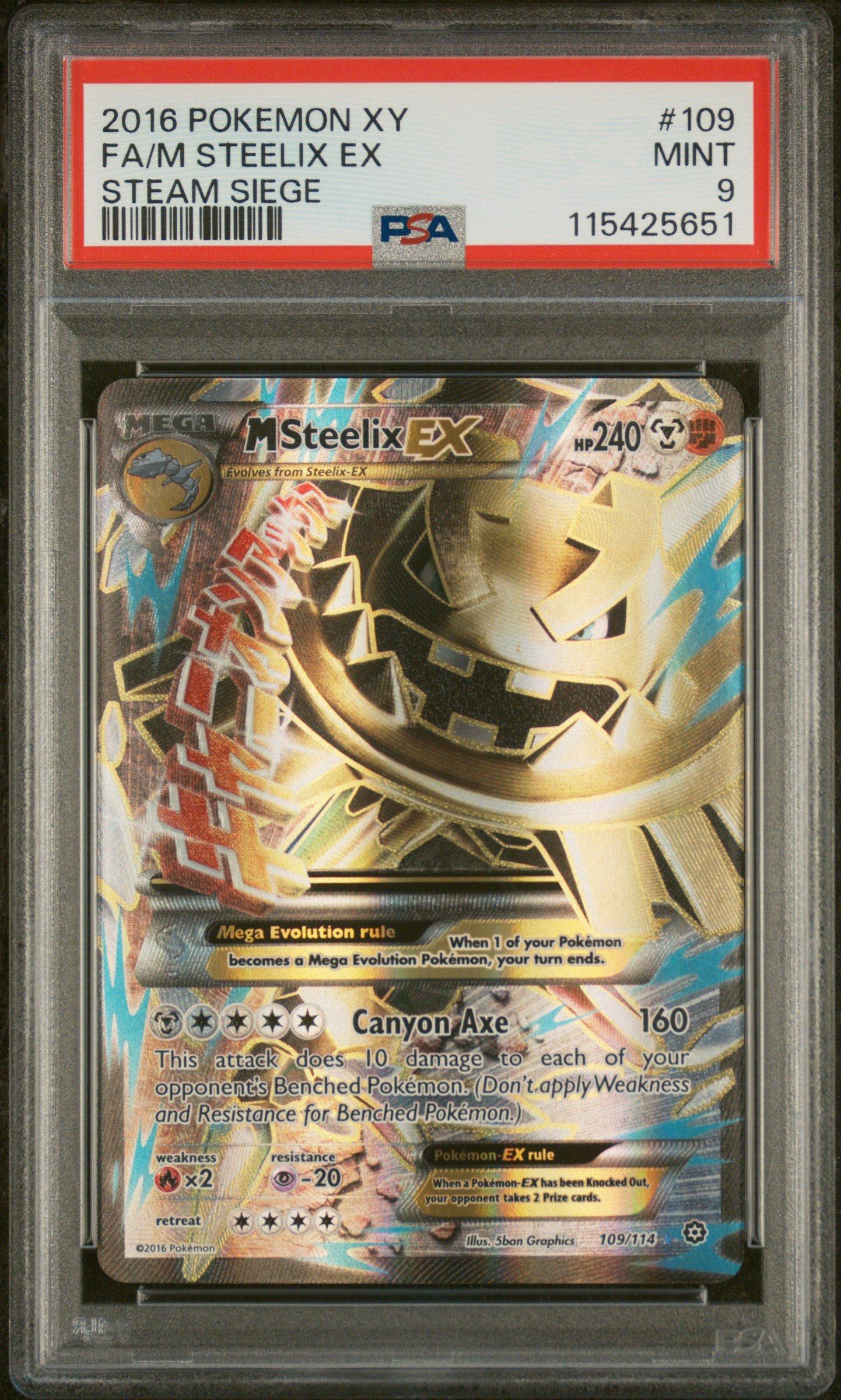 2016 Pokemon Xy Steam Siege 109 Full Art/m Steelix Ex PSA 9 Graded