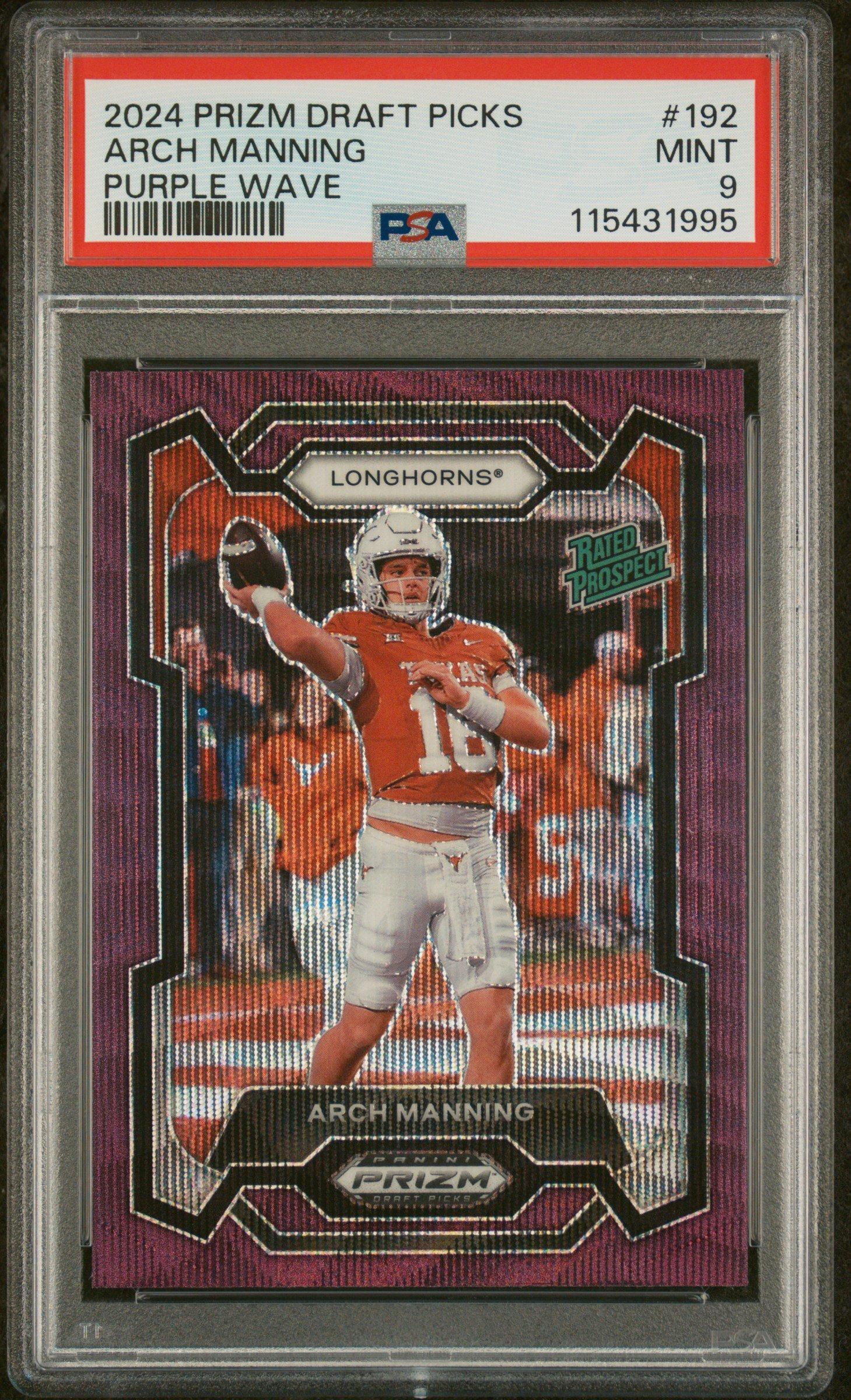 2024 Panini Prizm Draft Picks 192 Arch Manning Purple Wave PSA 9