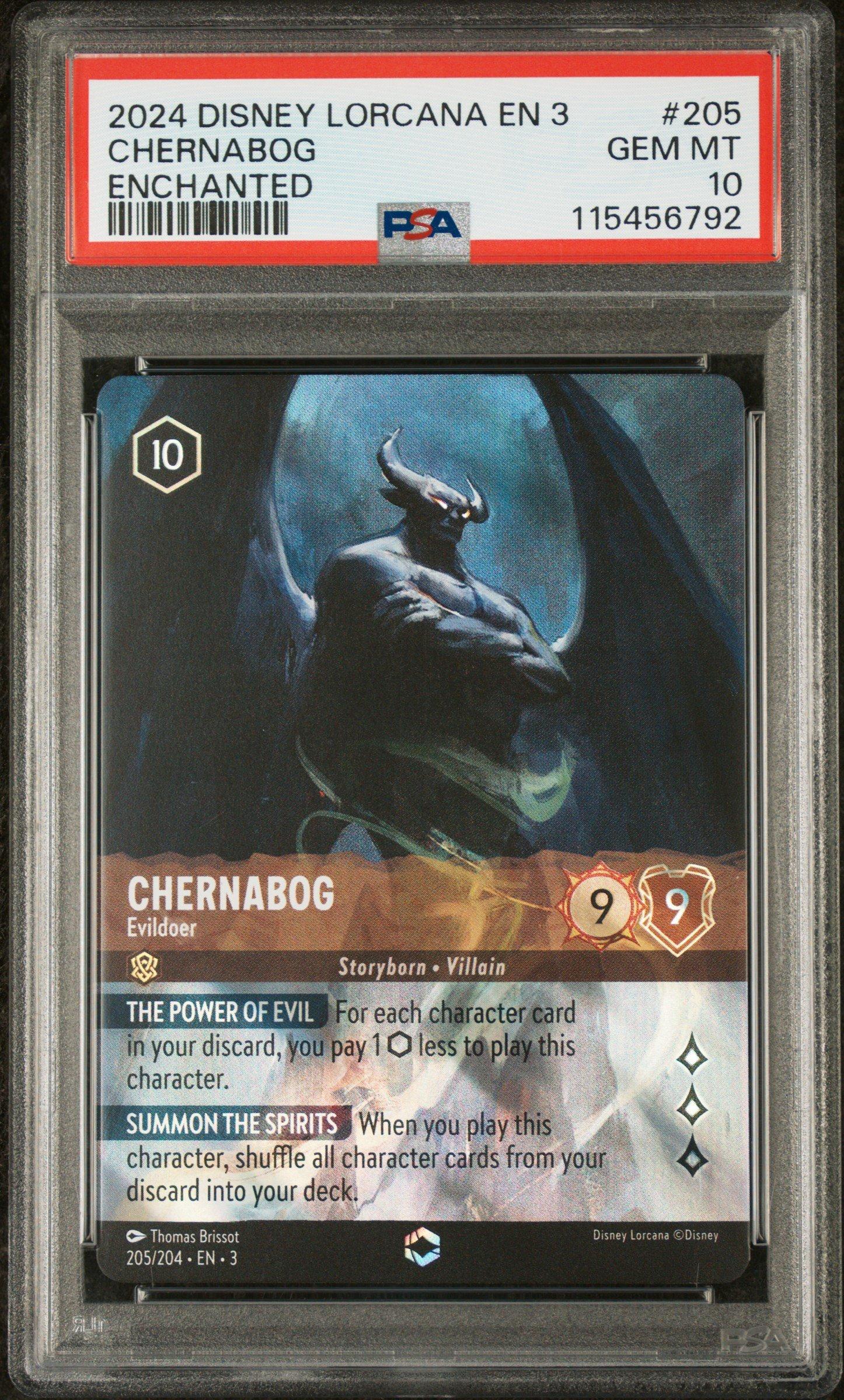 2024 Disney Lorcana En 3-into The Inklands 205 Chernabog - Evildoer Enchanted PSA 10