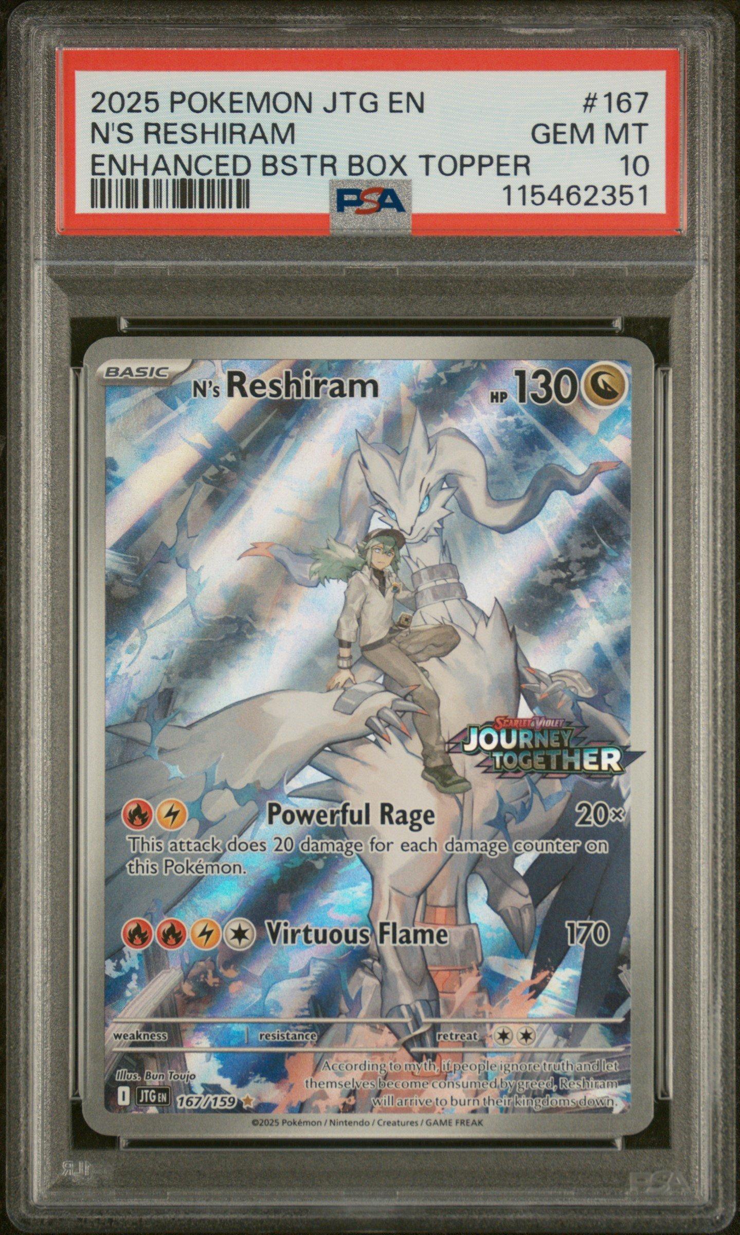 2025 Pokemon Jtg En-journey Together 167 N's Reshiram Enhanced