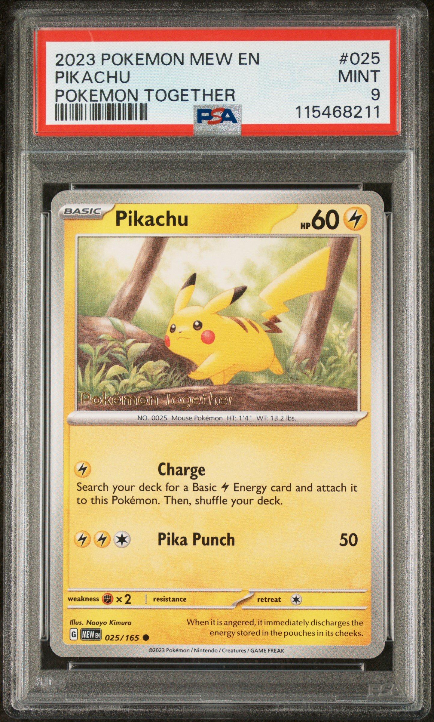 2023 Pokemon Mew En-151 025 Pikachu Pokemon Together PSA 9